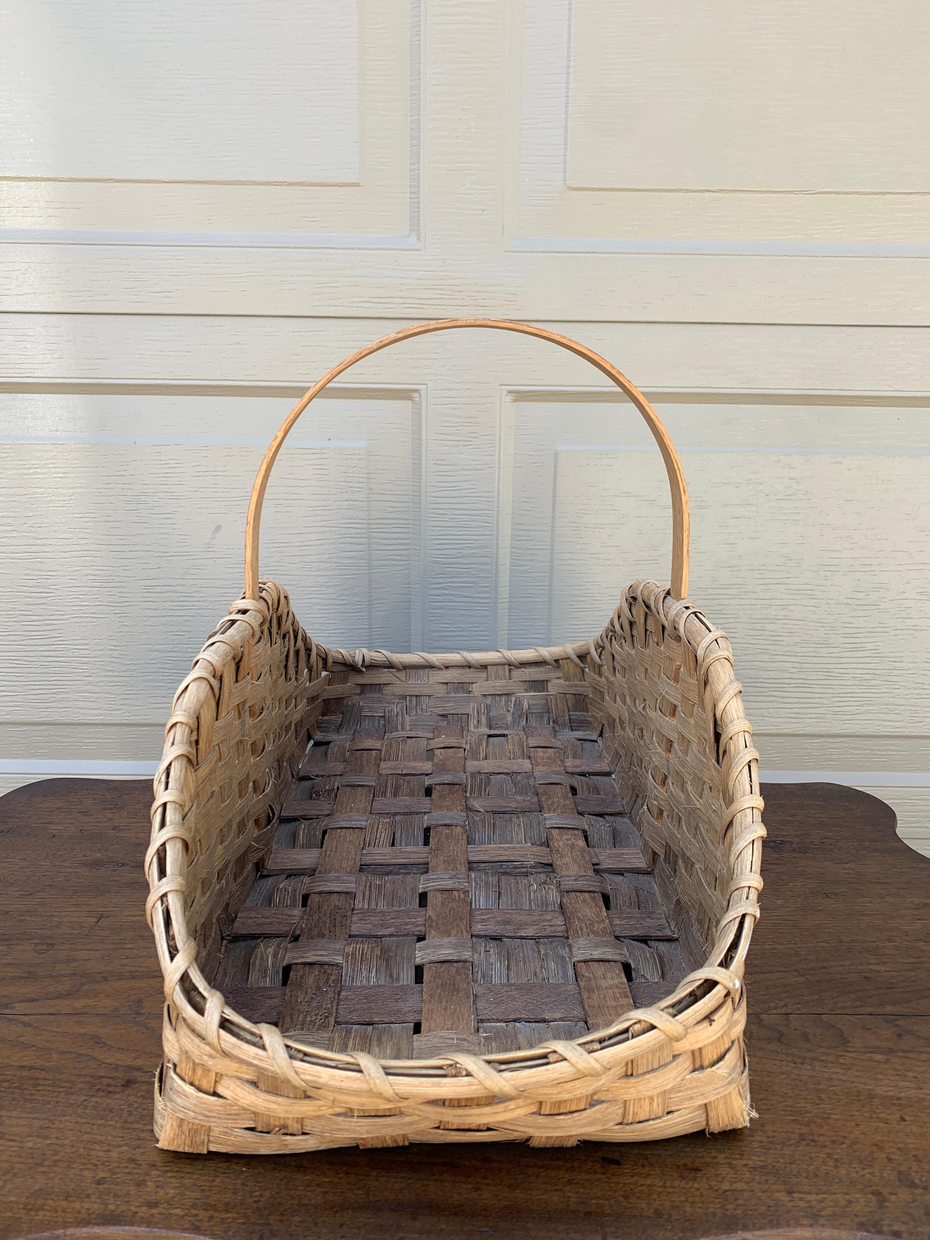 Antique panier de rassemblement américain en chêne plié du début du 20e siècle en vente 3