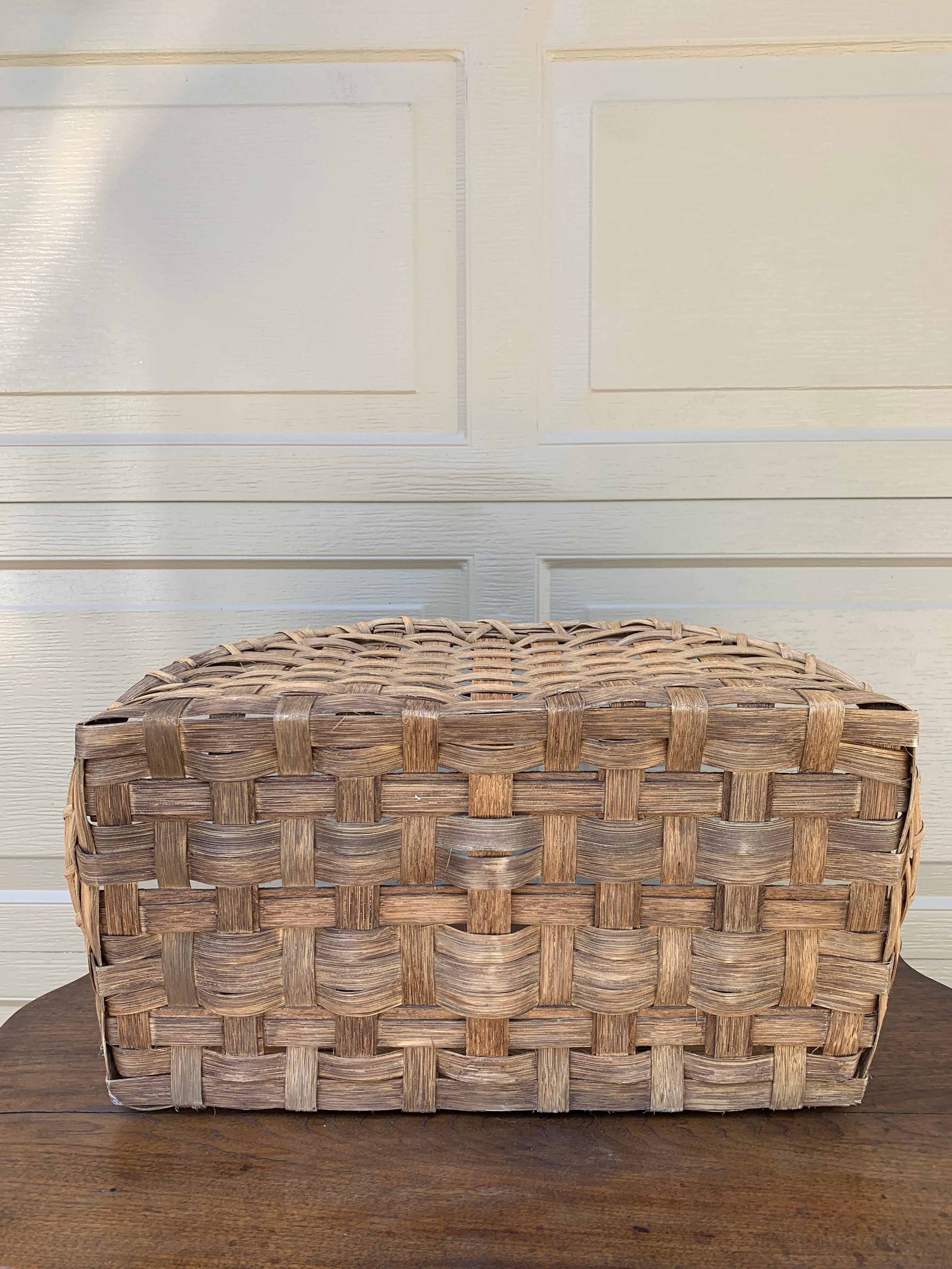 Antique panier de rassemblement américain en chêne plié du début du 20e siècle en vente 4