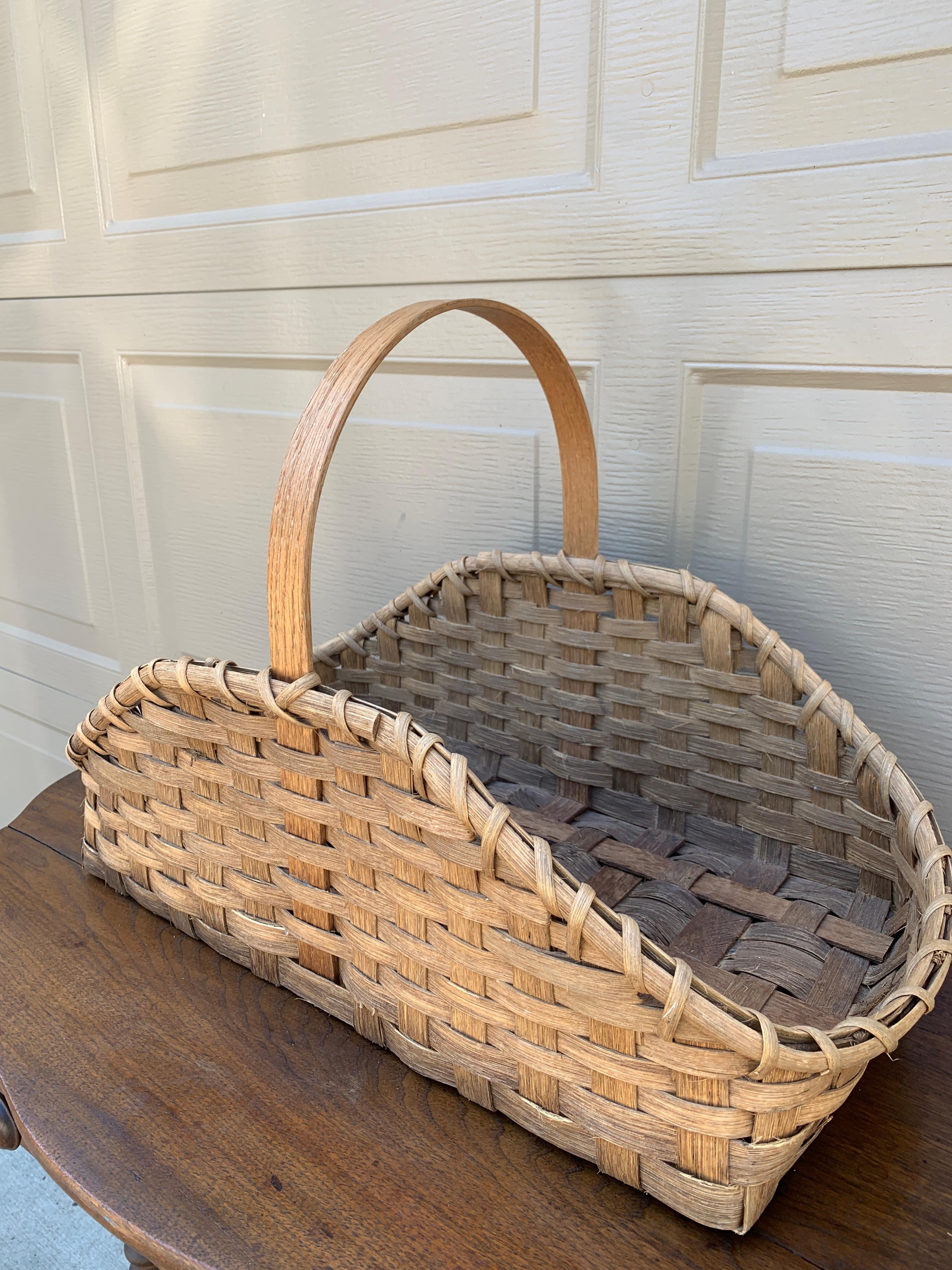 Country Antique panier de rassemblement américain en chêne plié du début du 20e siècle en vente