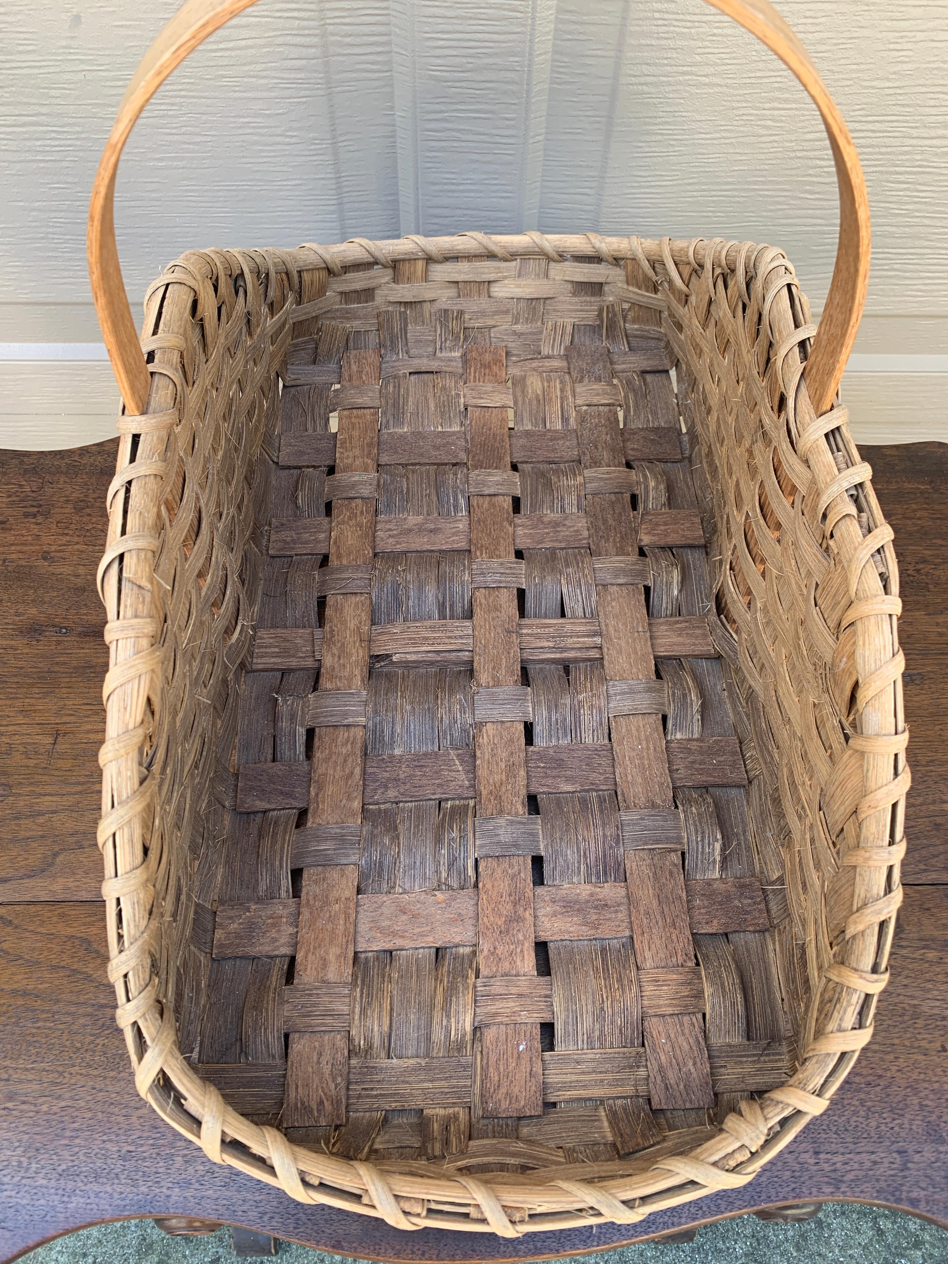 Antique panier de rassemblement américain en chêne plié du début du 20e siècle en vente 1