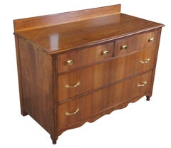 Antique Early 20th Century American Walnut Lowboy Dresser Chest of Drawers 45"