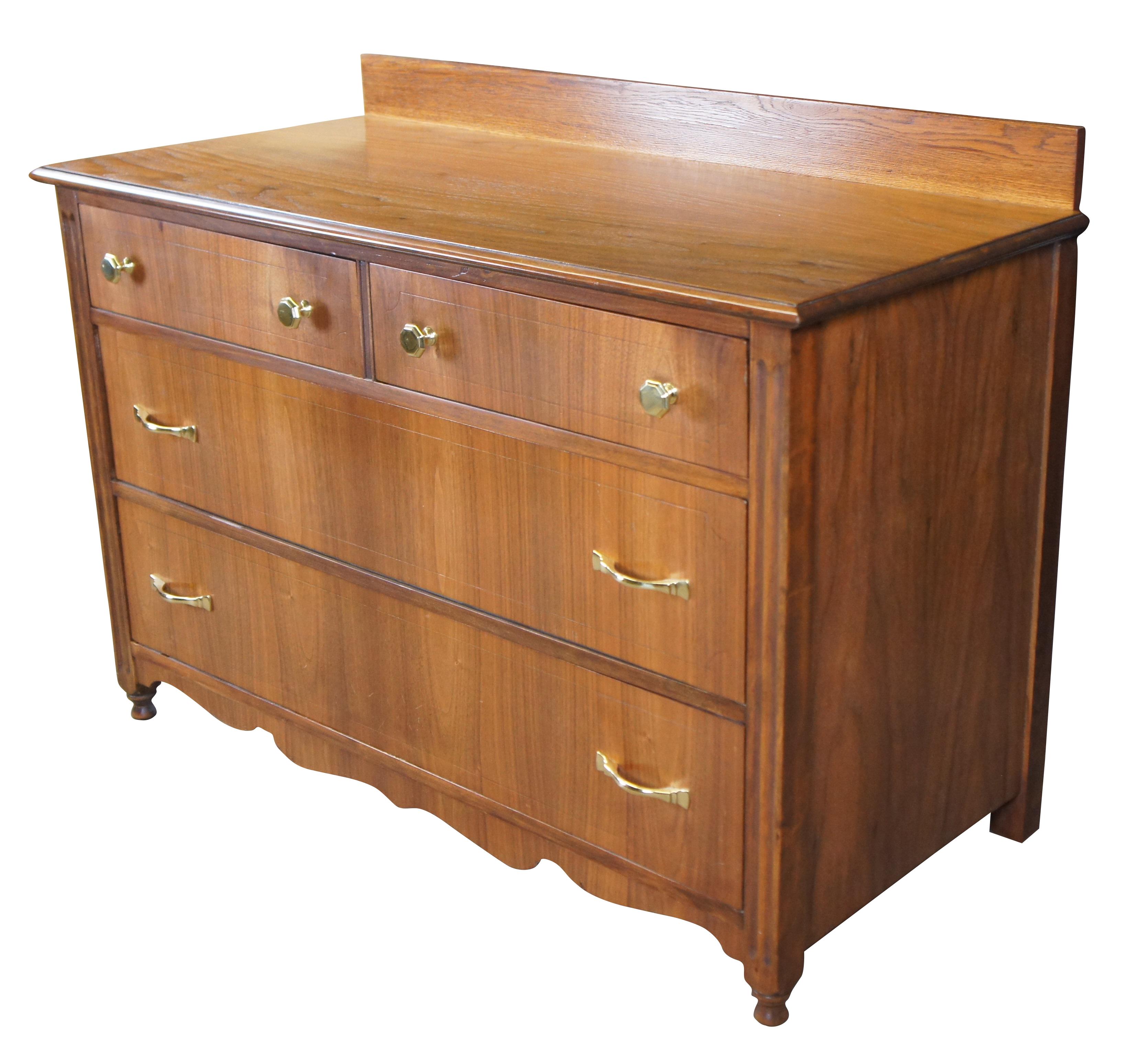 Victorian Antique Early 20th Century American Walnut Lowboy Dresser Chest of Drawers 45