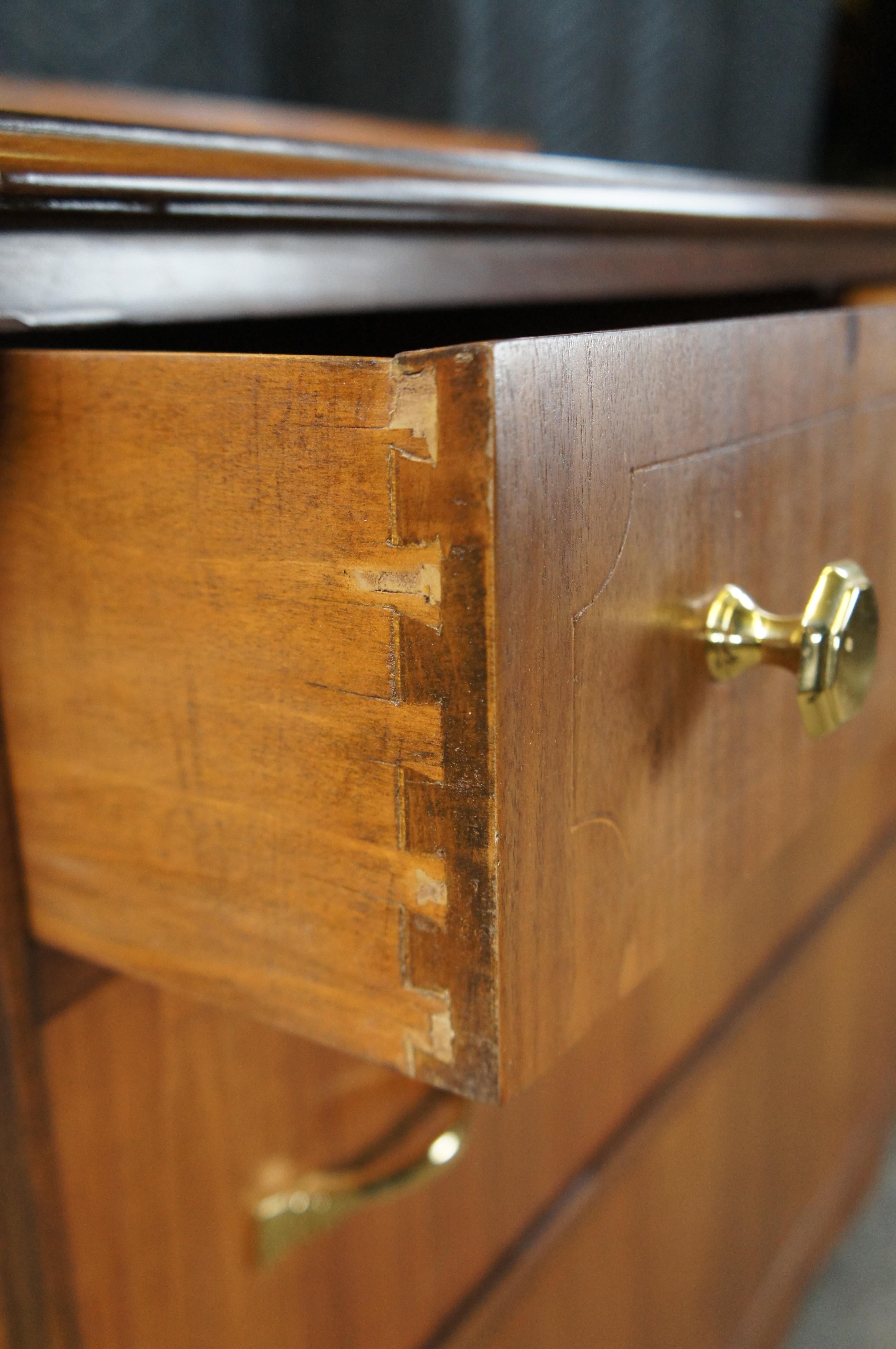 Brass Antique Early 20th Century American Walnut Lowboy Dresser Chest of Drawers 45