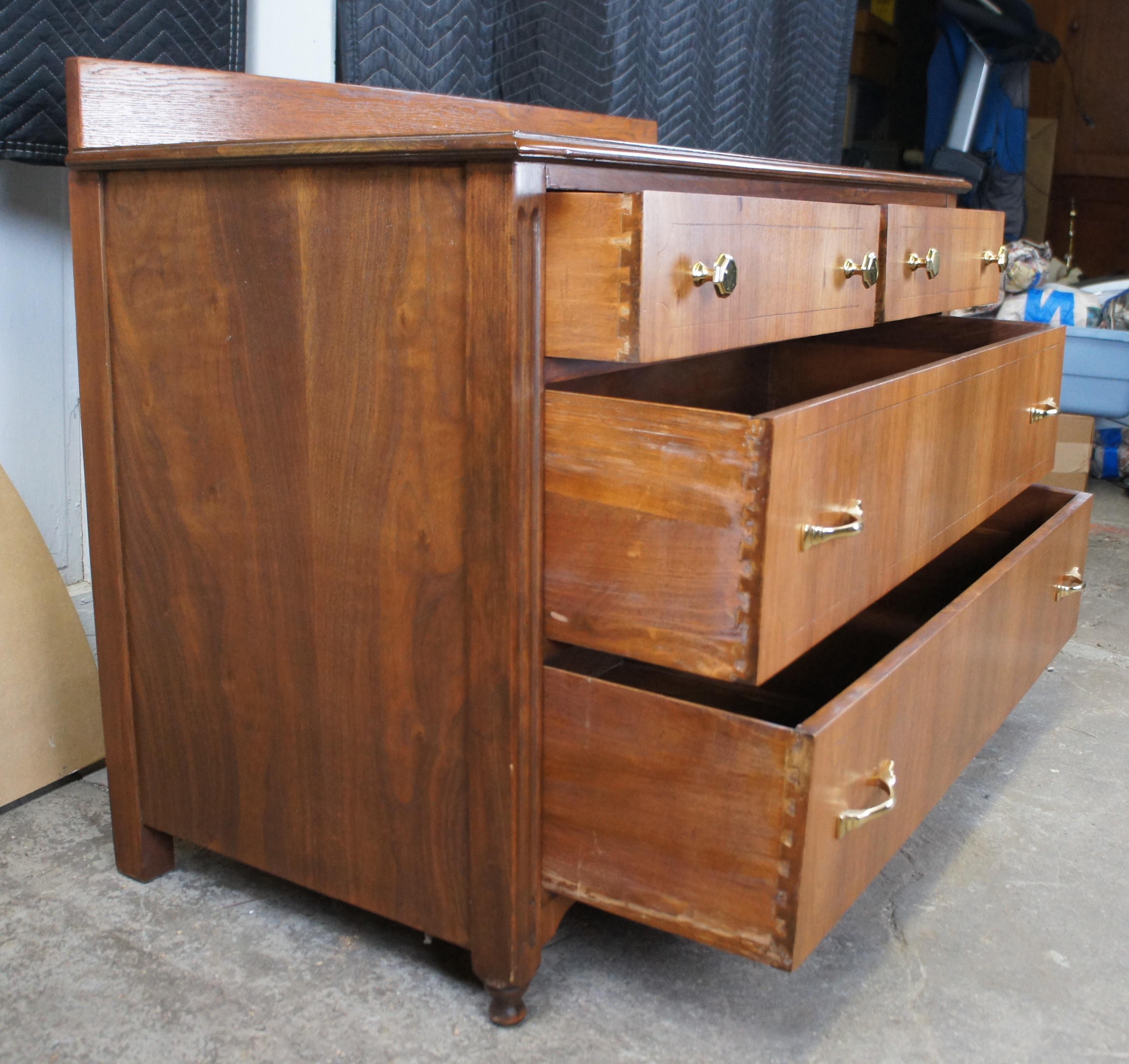 Antique Early 20th Century American Walnut Lowboy Dresser Chest of Drawers 45