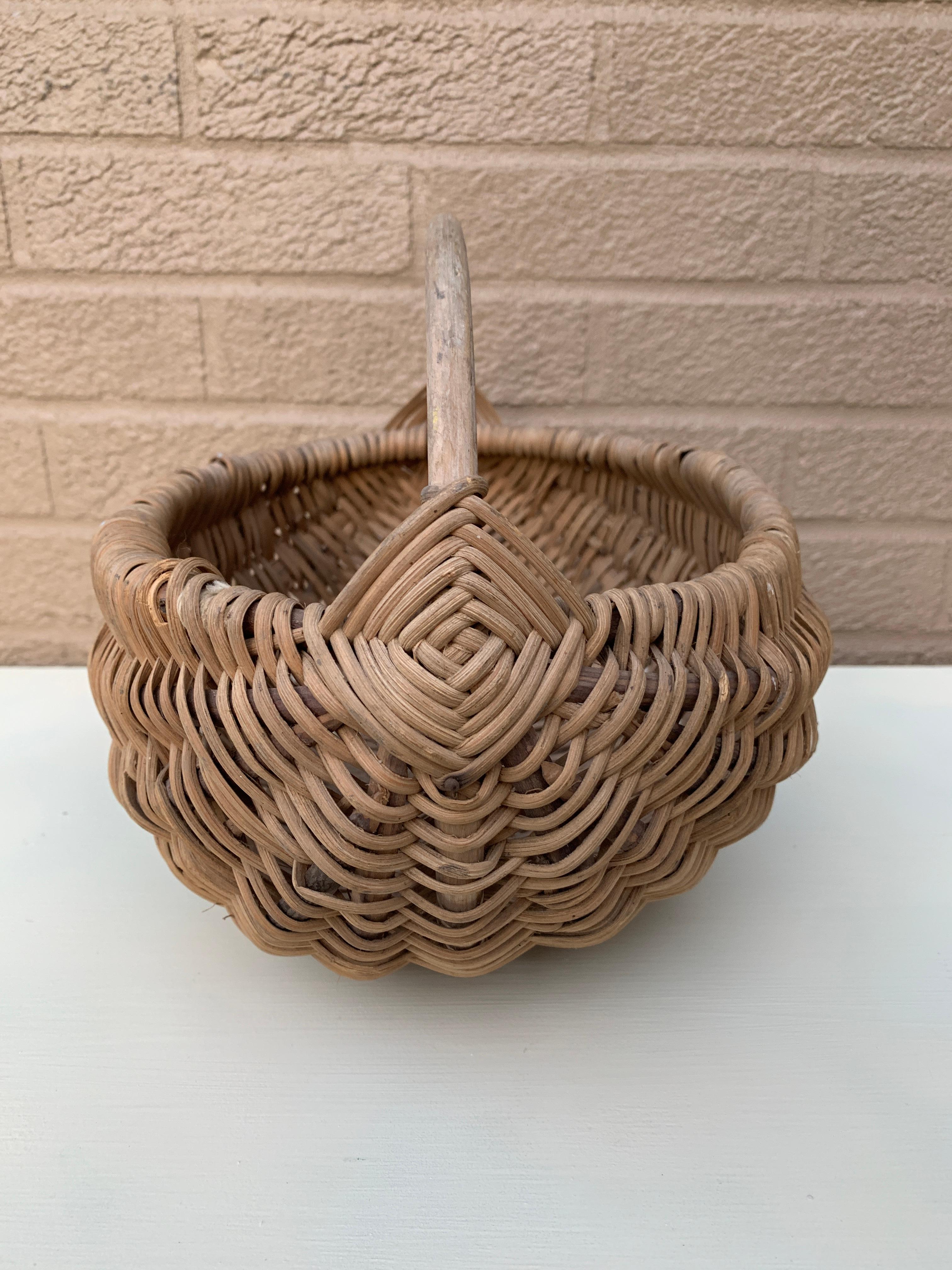 Ancienne corbeille à melon en Oak Oak tressé du début du 20e siècle en vente 4