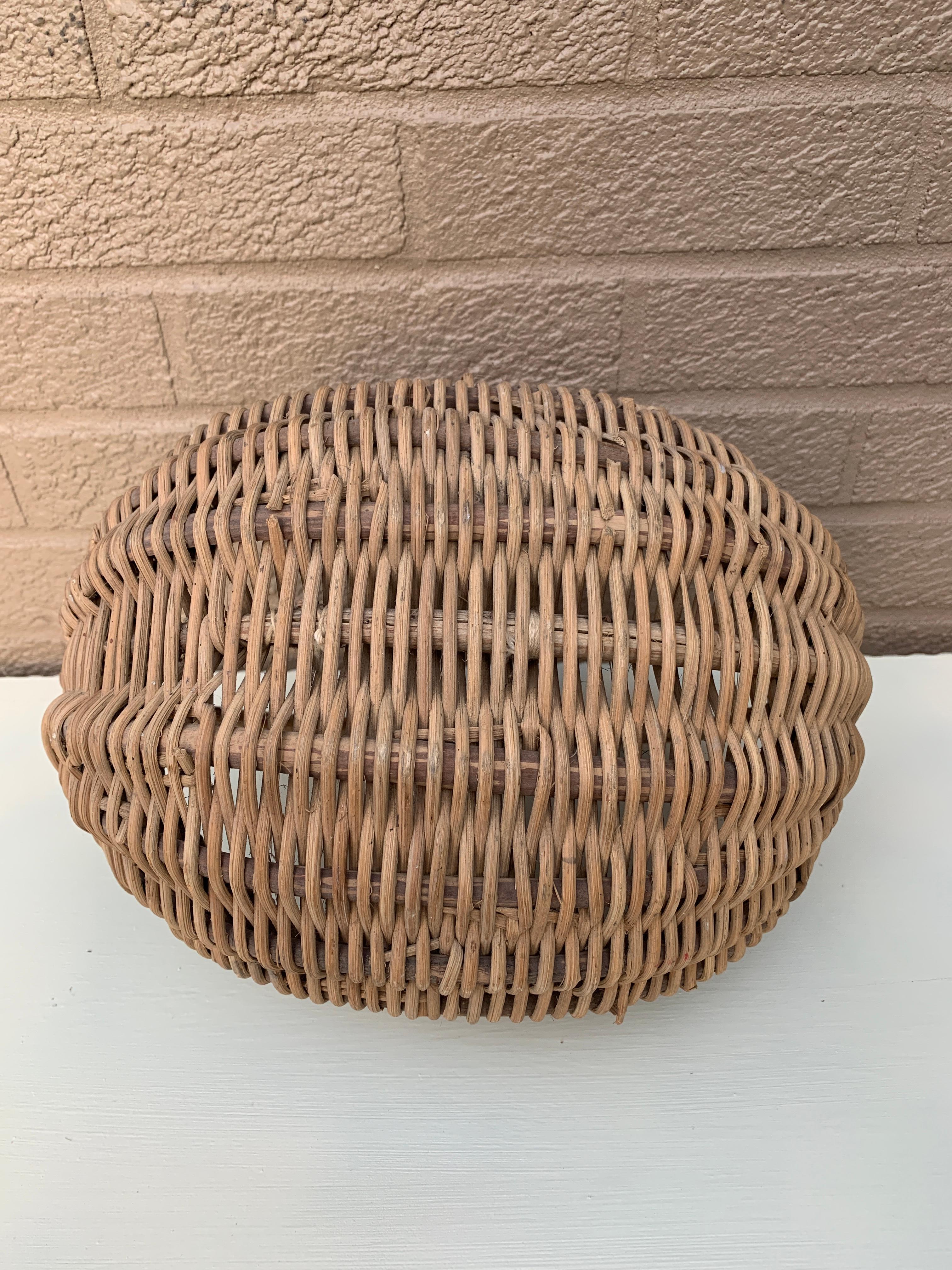 Ancienne corbeille à melon en Oak Oak tressé du début du 20e siècle en vente 5