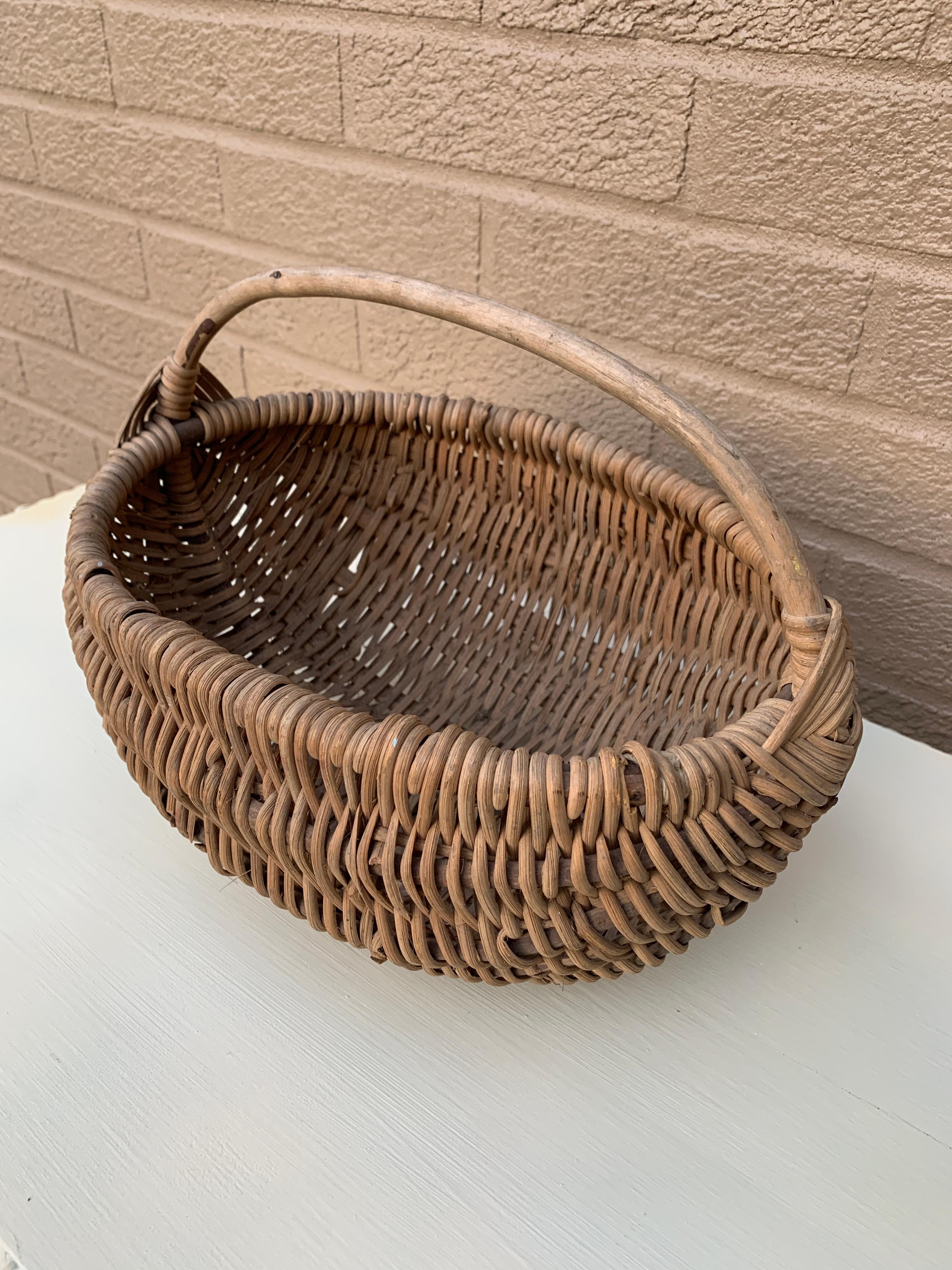 Américain Ancienne corbeille à melon en Oak Oak tressé du début du 20e siècle en vente