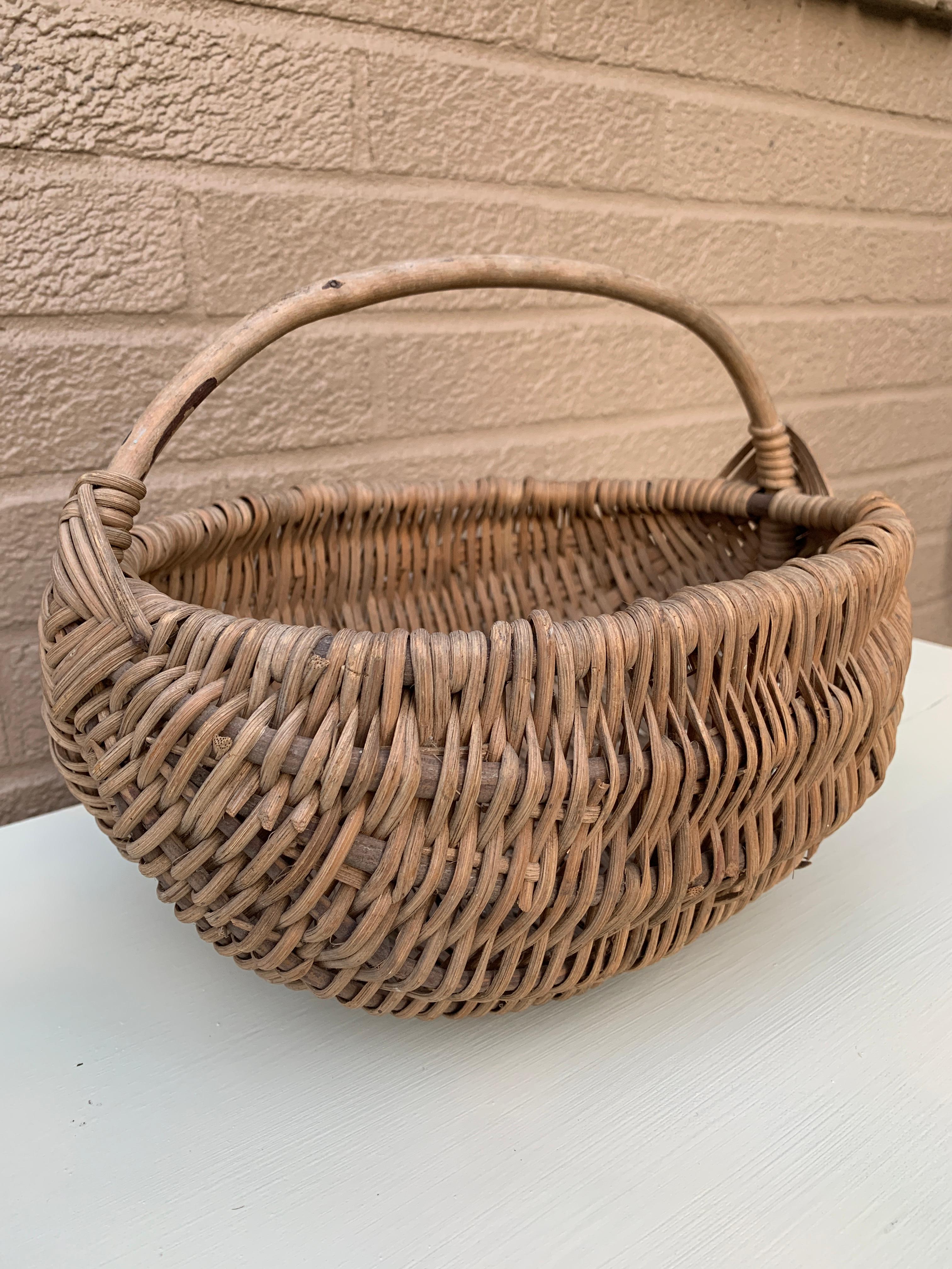 Chêne Ancienne corbeille à melon en Oak Oak tressé du début du 20e siècle en vente