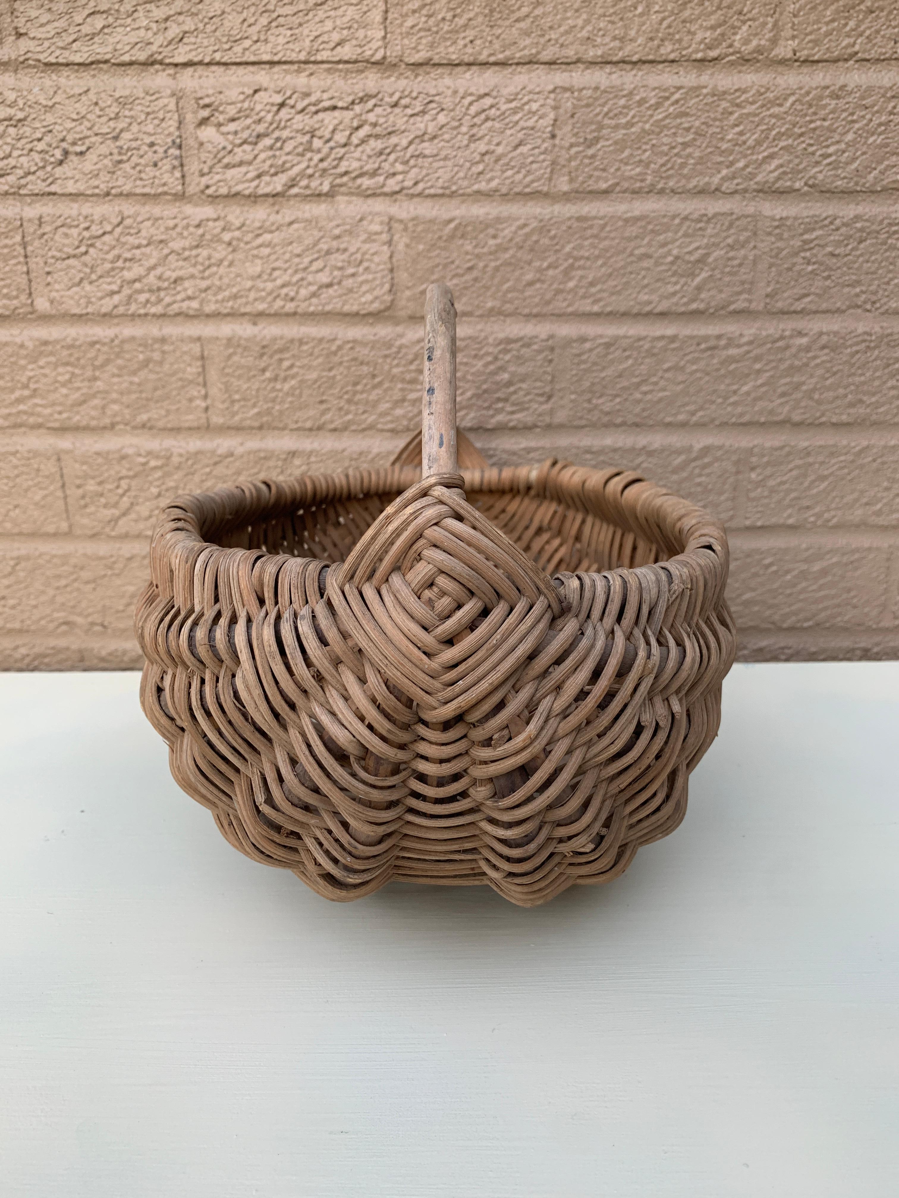Ancienne corbeille à melon en Oak Oak tressé du début du 20e siècle en vente 2