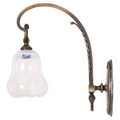 Antique Early 20th Century Art Nouveau GEC Vaseline Glass Wall Lamp c.1910