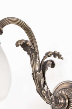 Antike Jugendstil-Silber-GEC-Glas-Wandleuchte des frühen 20. Jahrhunderts um 1910