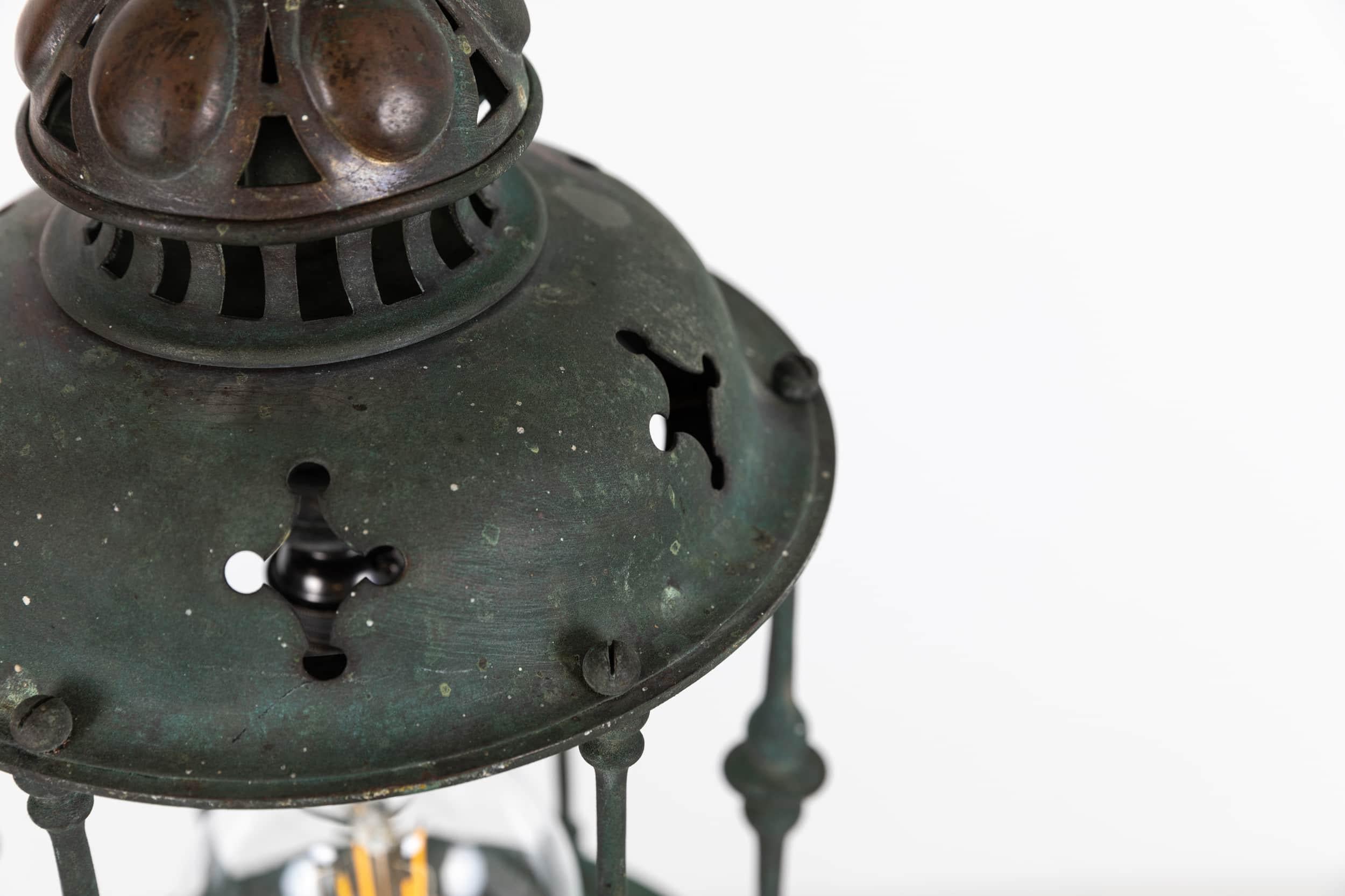 English Antique Early 20th Century Brass F&C Osler Verdigris Lantern Light Lamp. C.1920