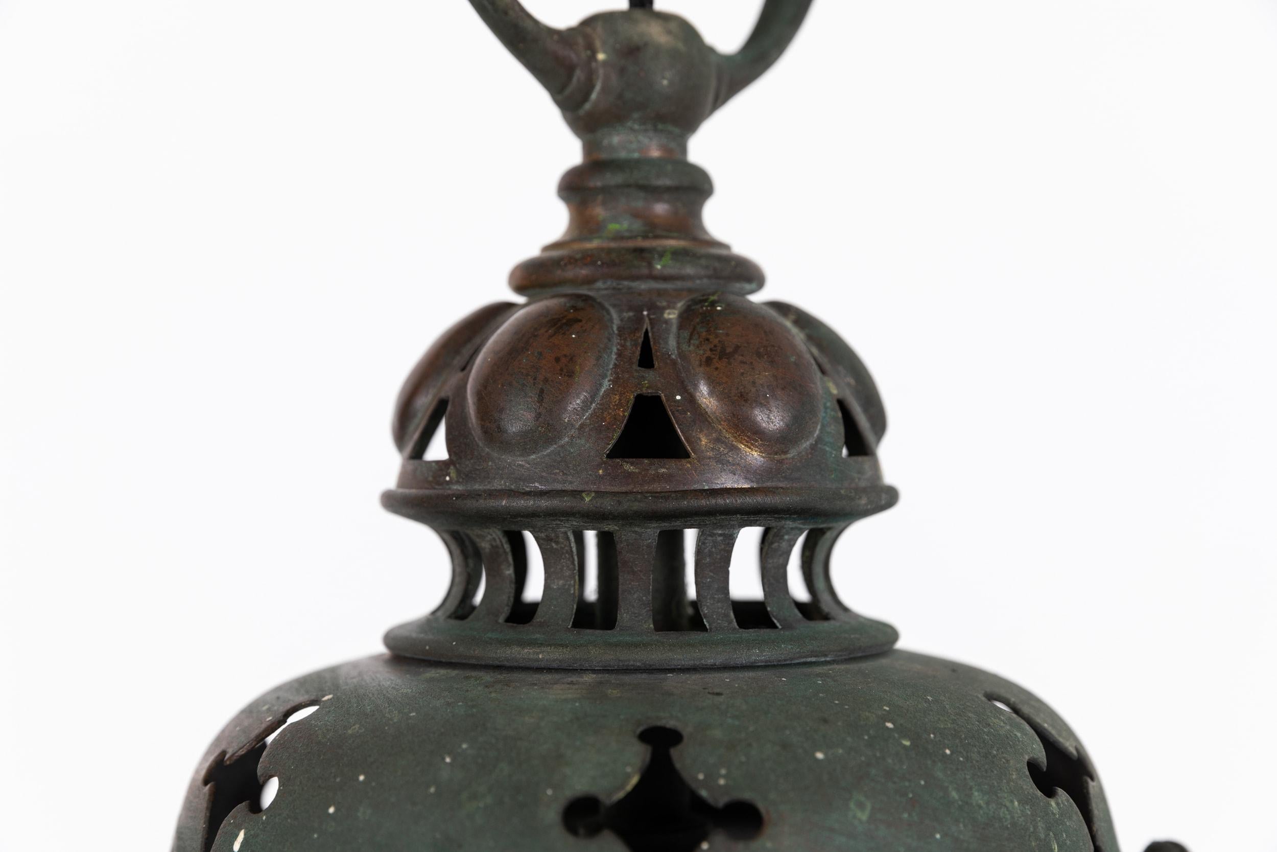 Antique Early 20th Century Brass F&C Osler Verdigris Lantern Light Lamp. C.1920 In Fair Condition In London, GB