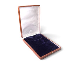 Antique Early 20th Century Brown Leather Necklace Box, UK Origin