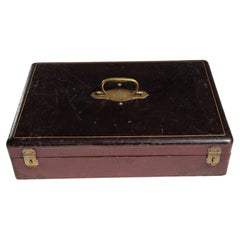 Antique Early 20th Century Burgundy Wood Silverware Box, French Design