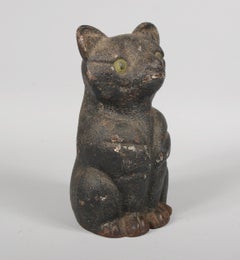 Antique Early 20th Century Cast Iron Cat Door Stop