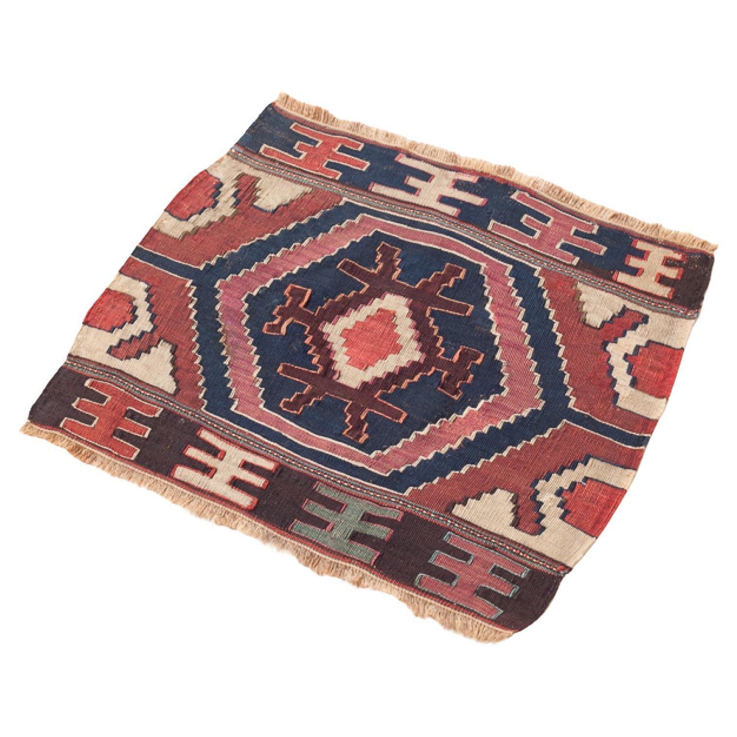 Antique Early 20th Century Caucasian Kilim Woven Cradle Part, Natural Dyed For Sale
