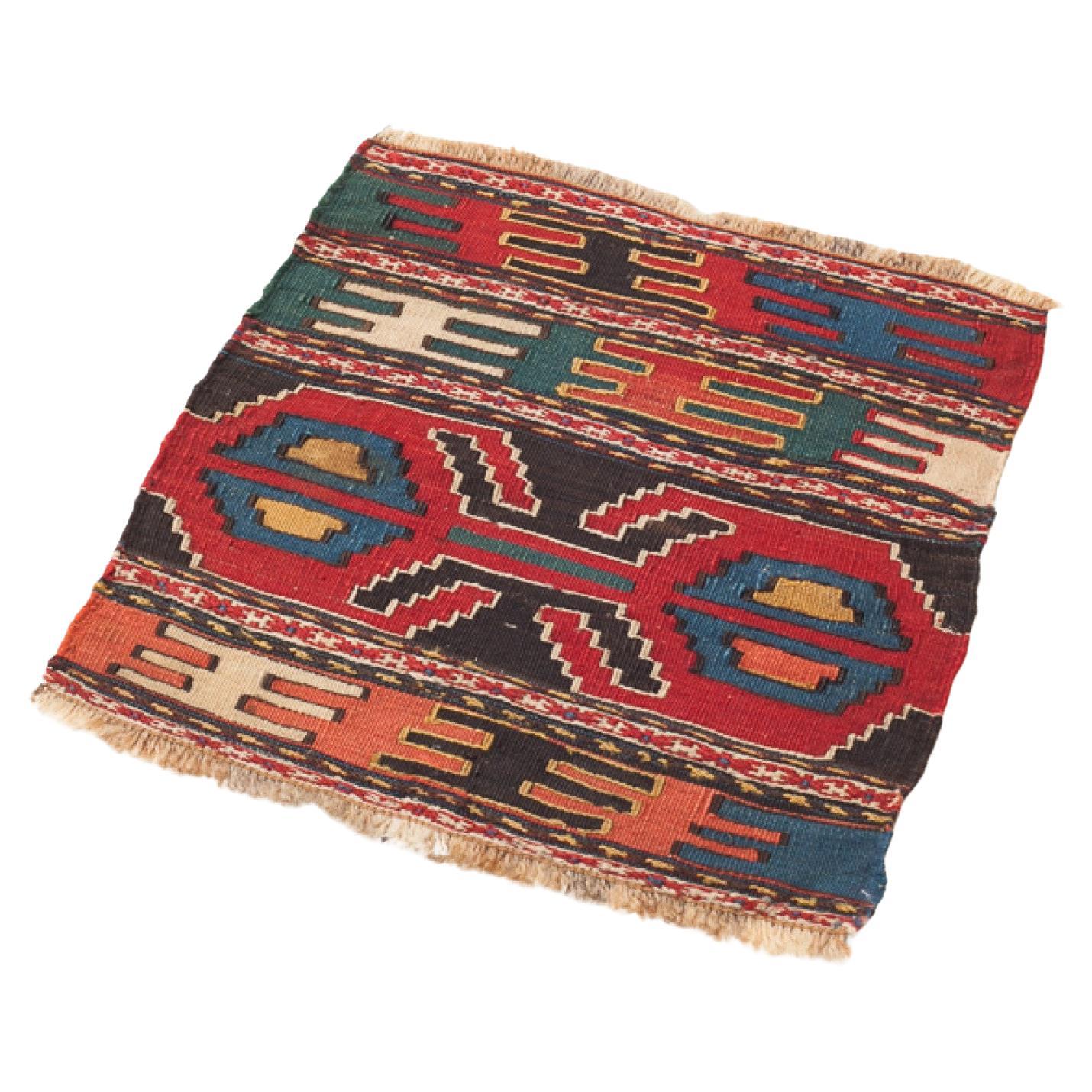 Antique Early 20th Century Caucasian Kilim Woven Cradle Part, Natural Dyed For Sale