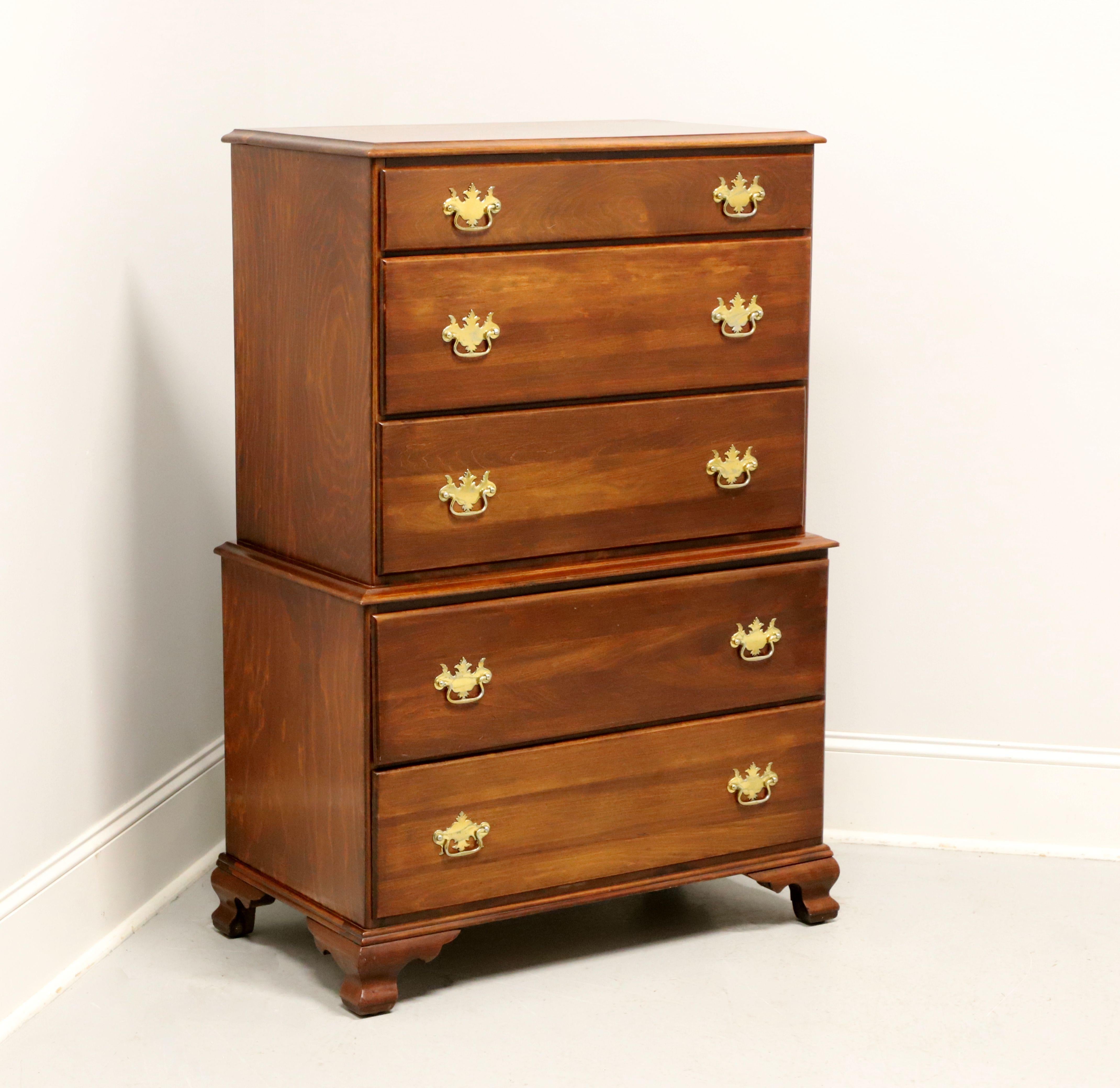 Antique Early 20th Century Cherry Chippendale Chest on Chest For Sale 5