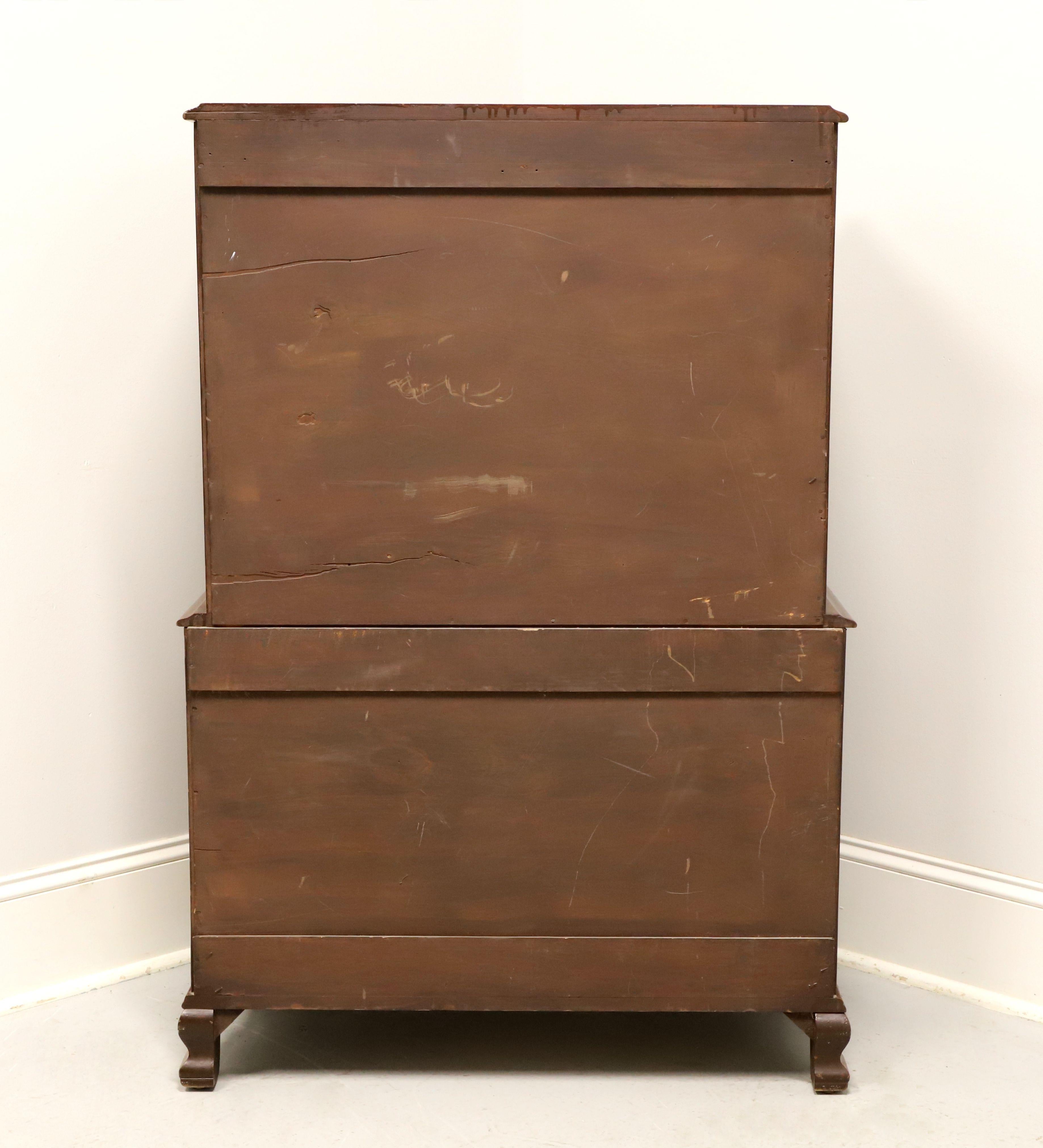 American Antique Early 20th Century Cherry Chippendale Chest on Chest For Sale