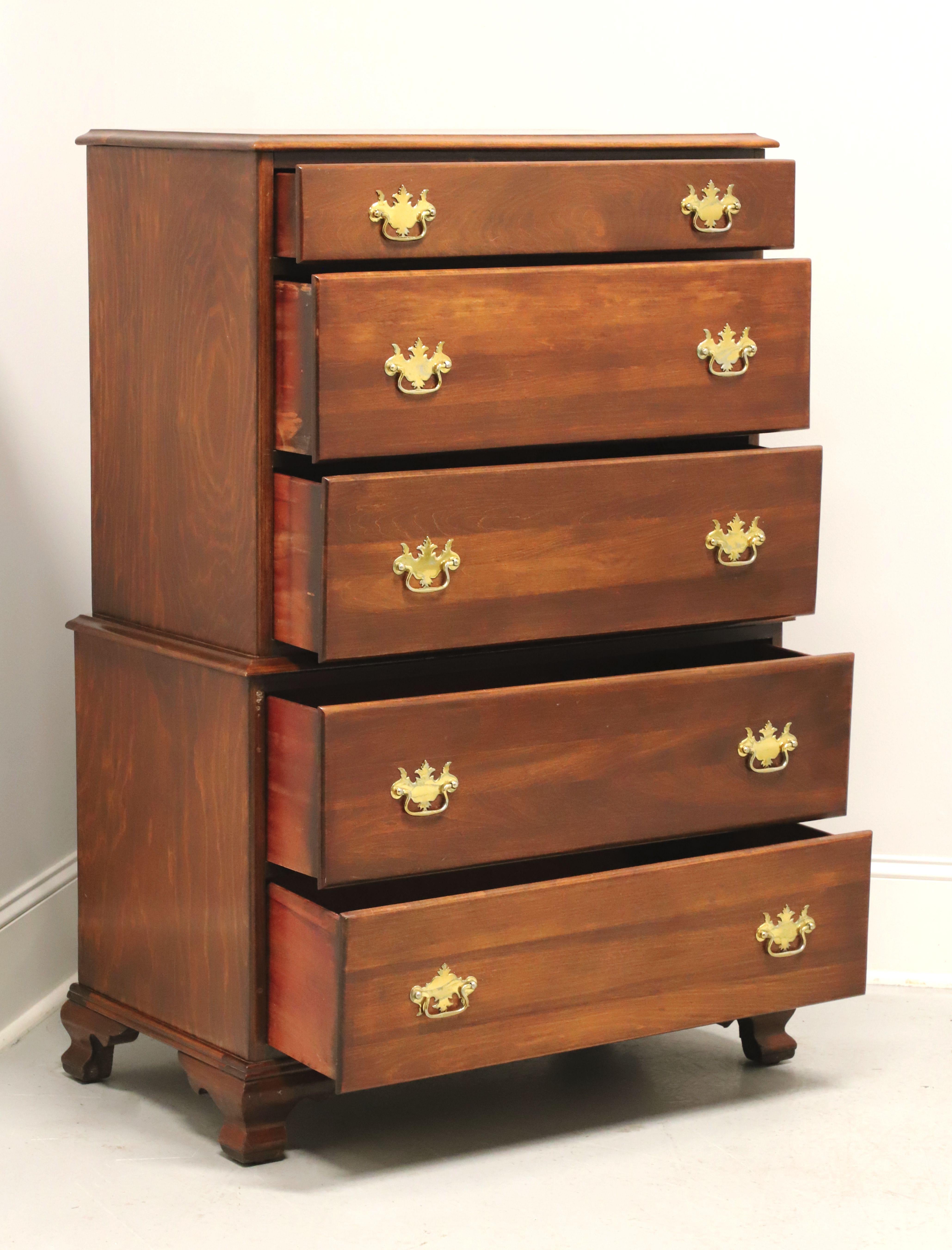 Antique Early 20th Century Cherry Chippendale Chest on Chest In Good Condition For Sale In Charlotte, NC