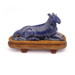 Antique Early 20th Century Chinese Carved Lapis Lazuli Horse Figurine