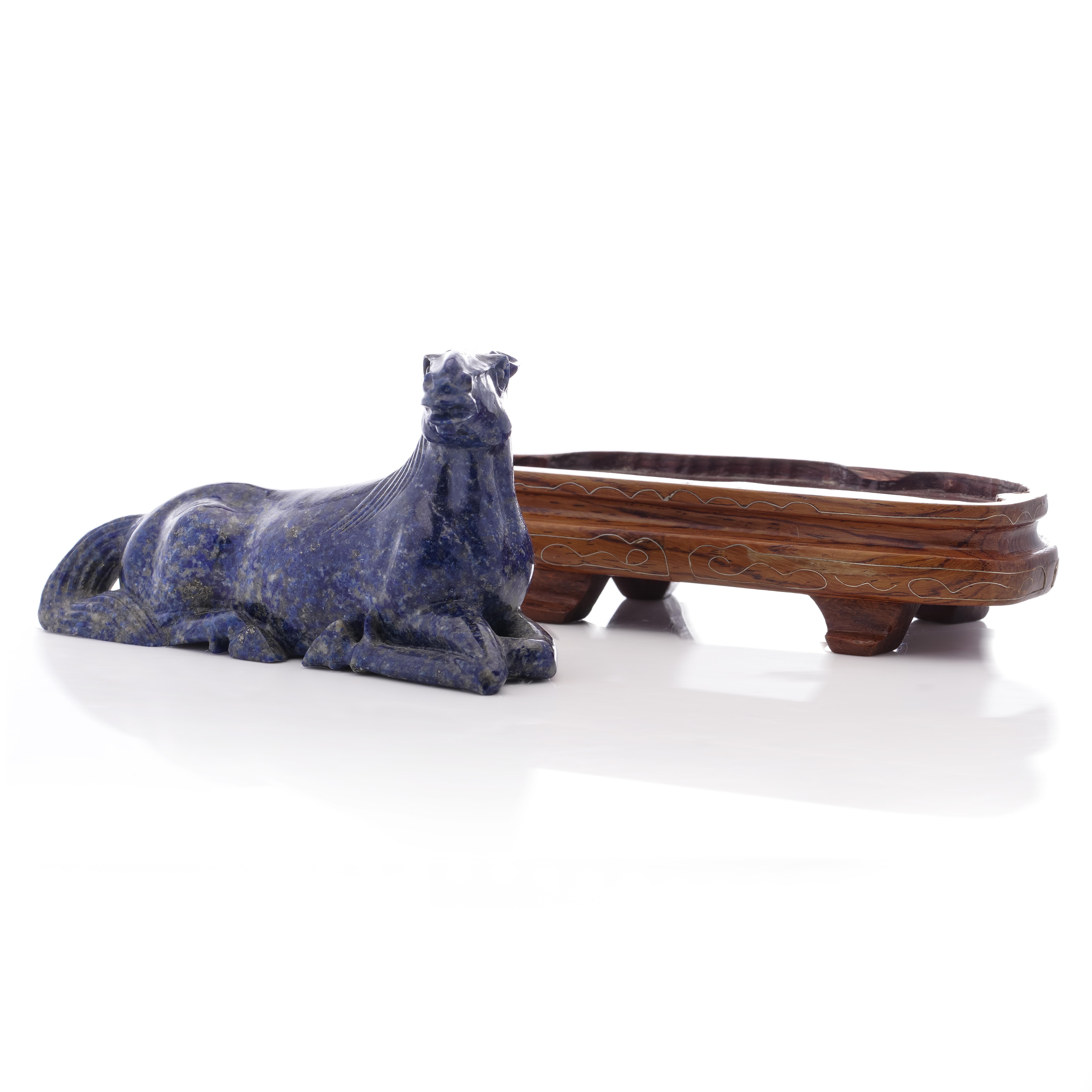 Antique Early 20th Century Chinese Carved Lapis Lazuli Horse Figurine For Sale 6