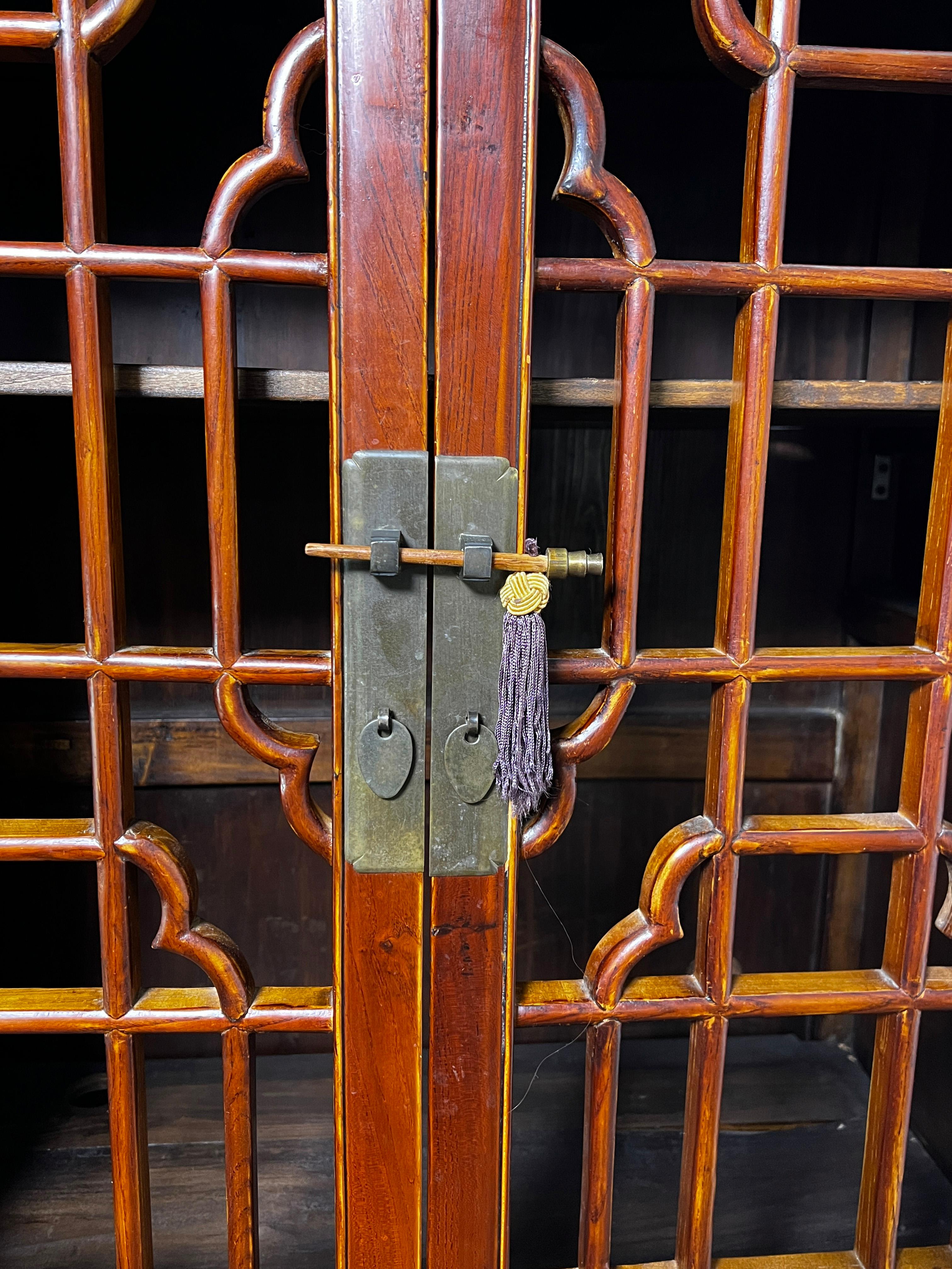 Antique Early 20th Century Chinese Fretwork Pantry Cabinet 6