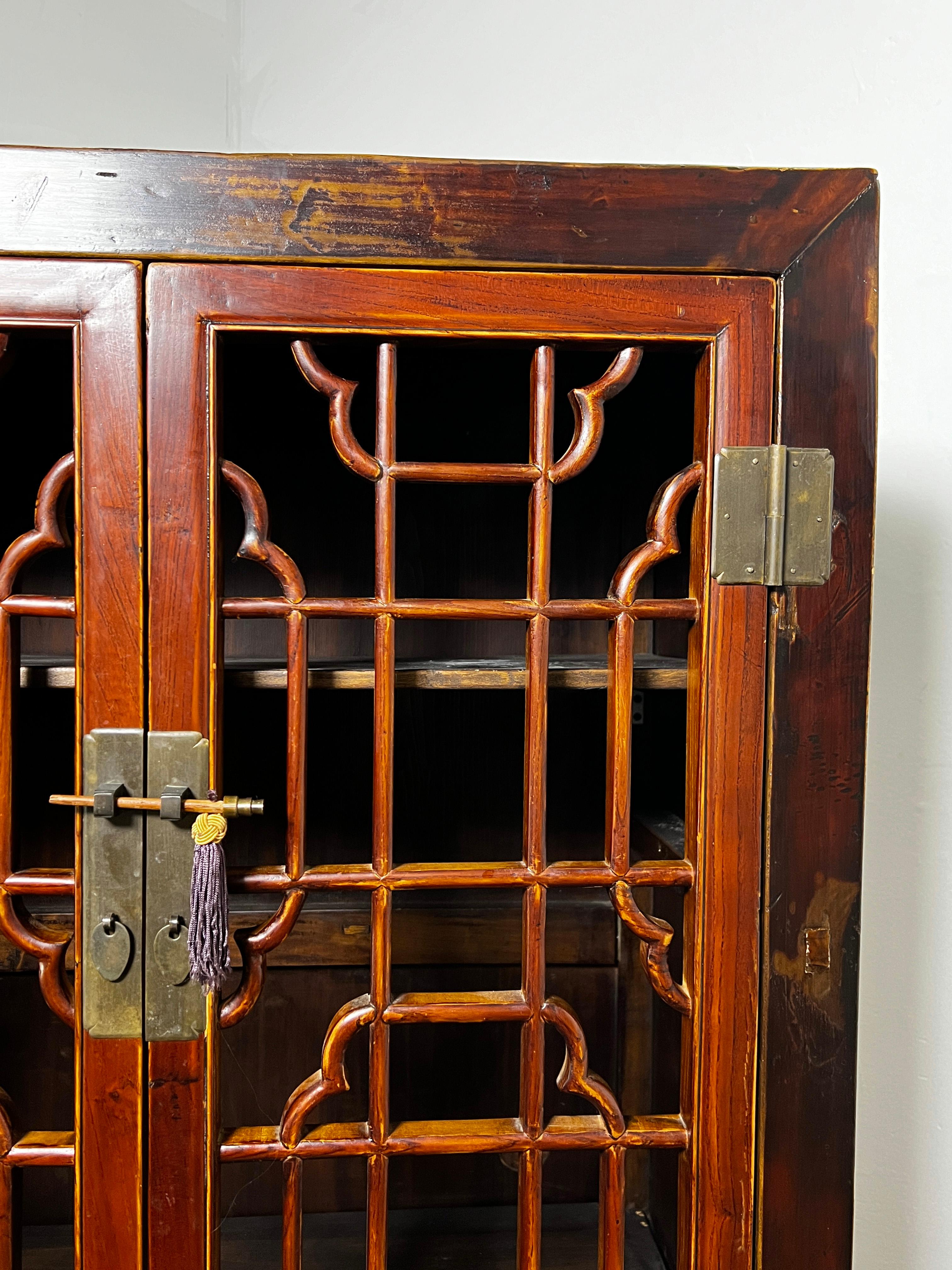 Antique Early 20th Century Chinese Fretwork Pantry Cabinet 7