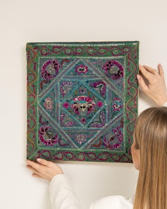 Antique Early 20th Century Chinese Textile Wall Design in Rich Tones