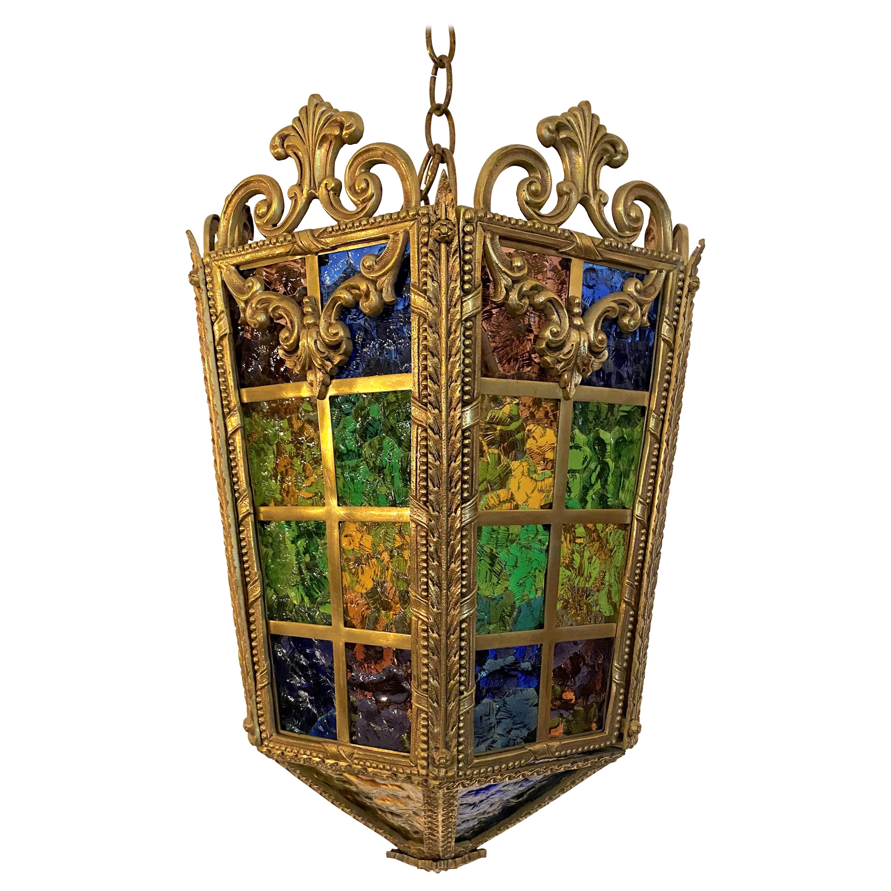 Antique Early 20th Century Continental Stained Glass Lantern, circa 1910 at  1stDibs | antique glass lanterns