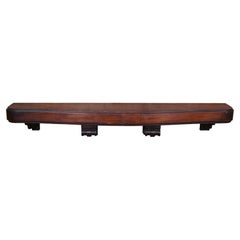 Antique Early 20th Century Craftsman Serpentine Oak Fireplace Mantel Wall Shelf