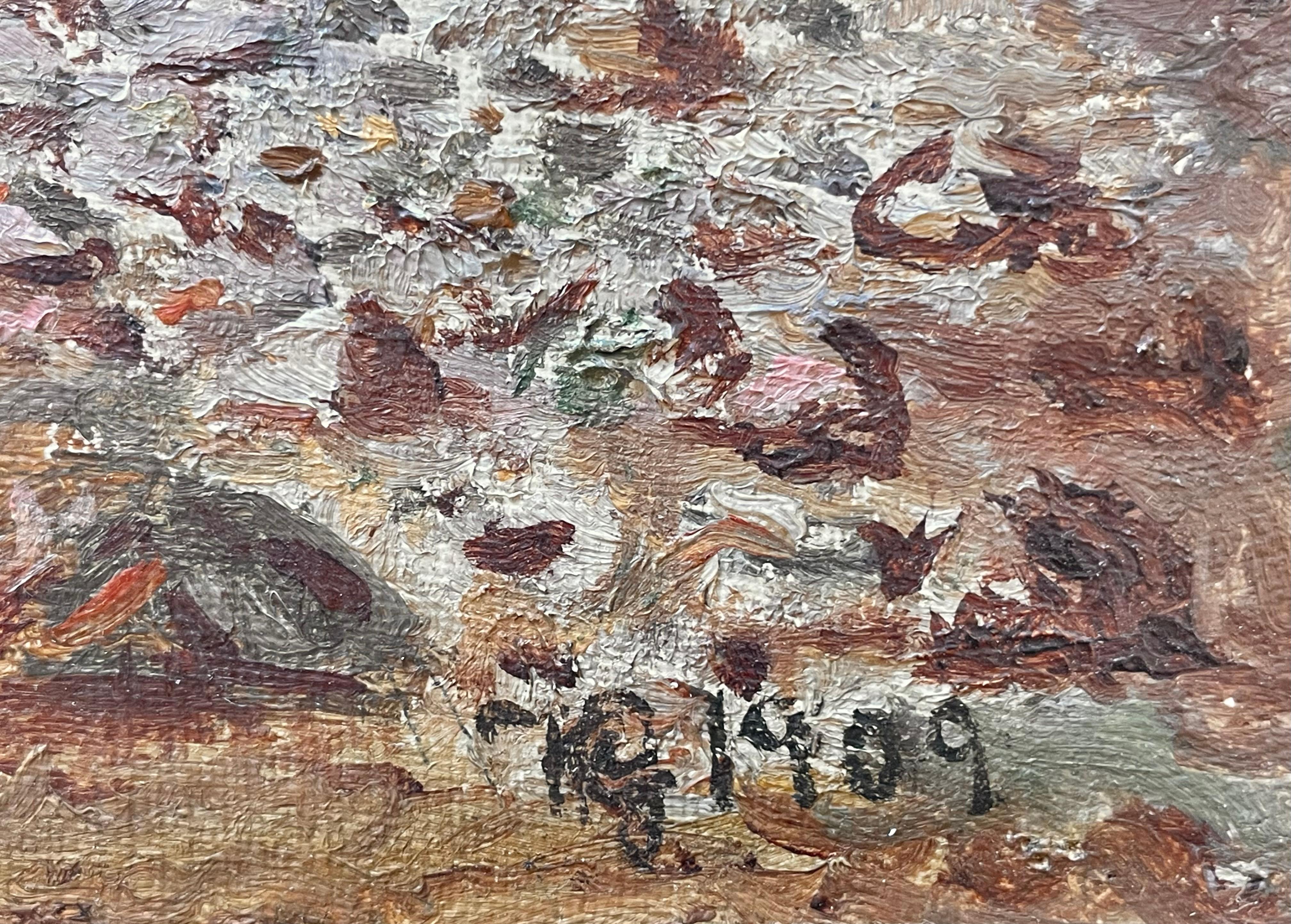 Antiguo óleo paisajístico danés de principios del siglo XX sobre un acantilado junto al mar Danés en venta