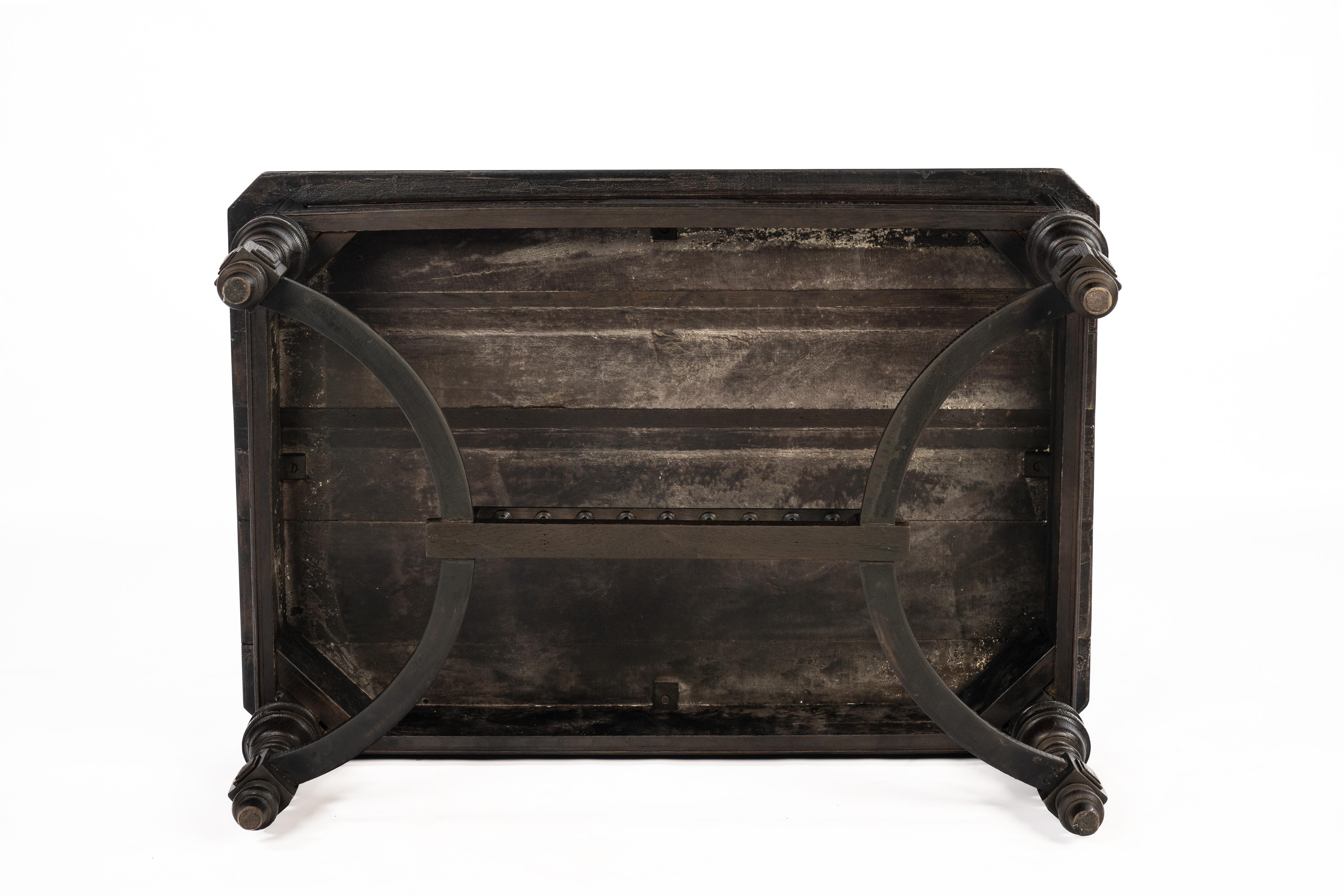 20th Century Antique early 20th century dark brown neoclassical French Henri II coffee table For Sale