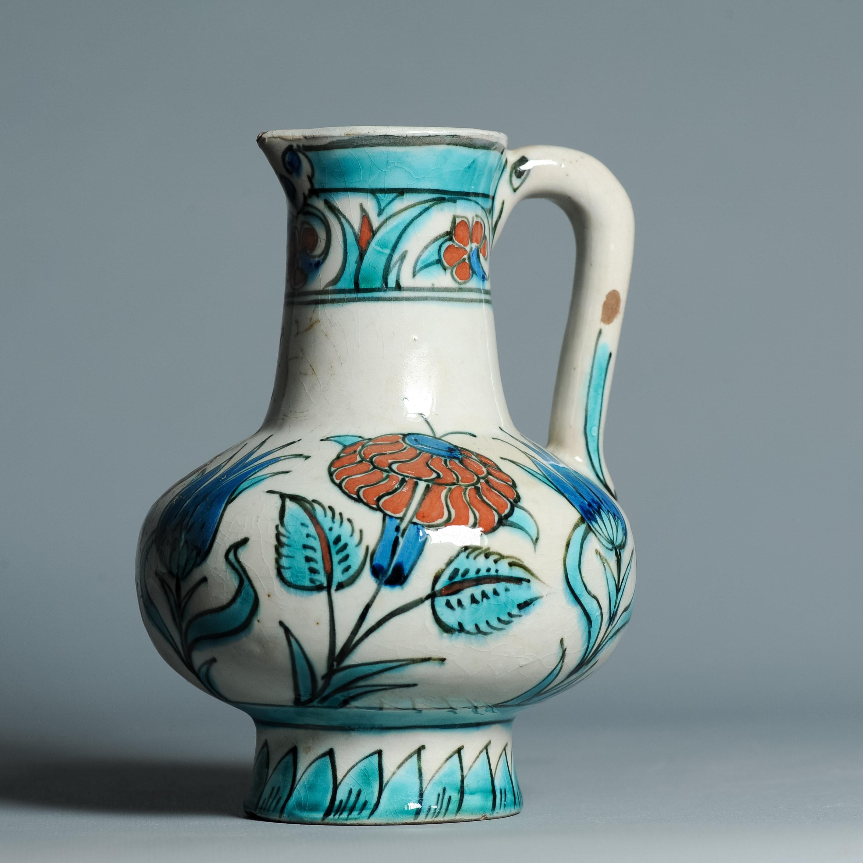 Ancienne cruche hollandaise en faïence de Delft de style Iznik, début du 20e siècle, vers 1910 en vente 4