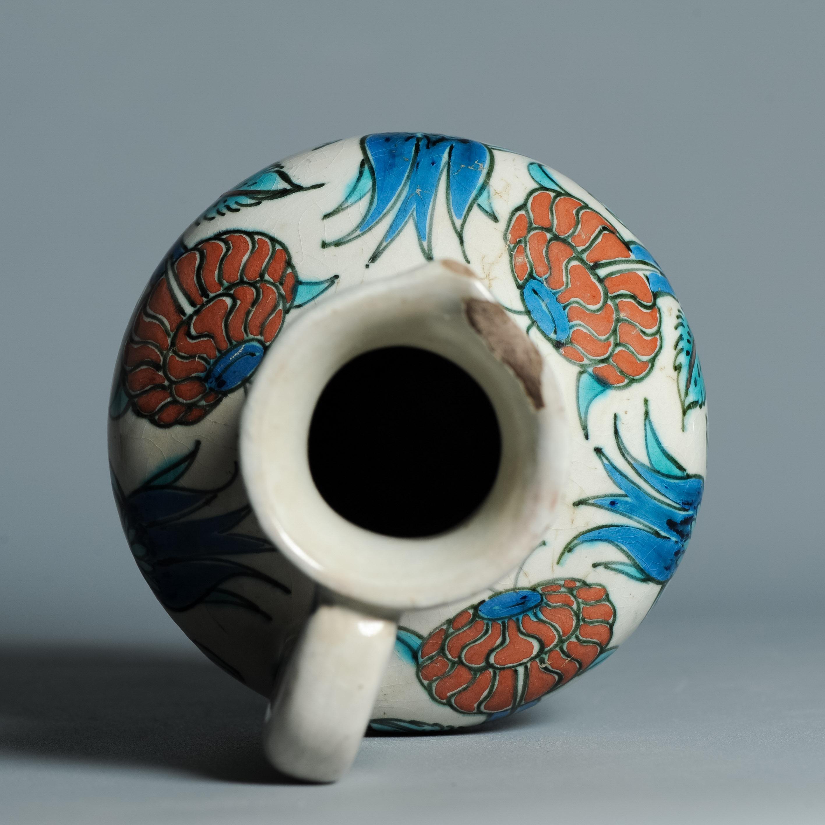 Ancienne cruche hollandaise en faïence de Delft de style Iznik, début du 20e siècle, vers 1910 en vente 5