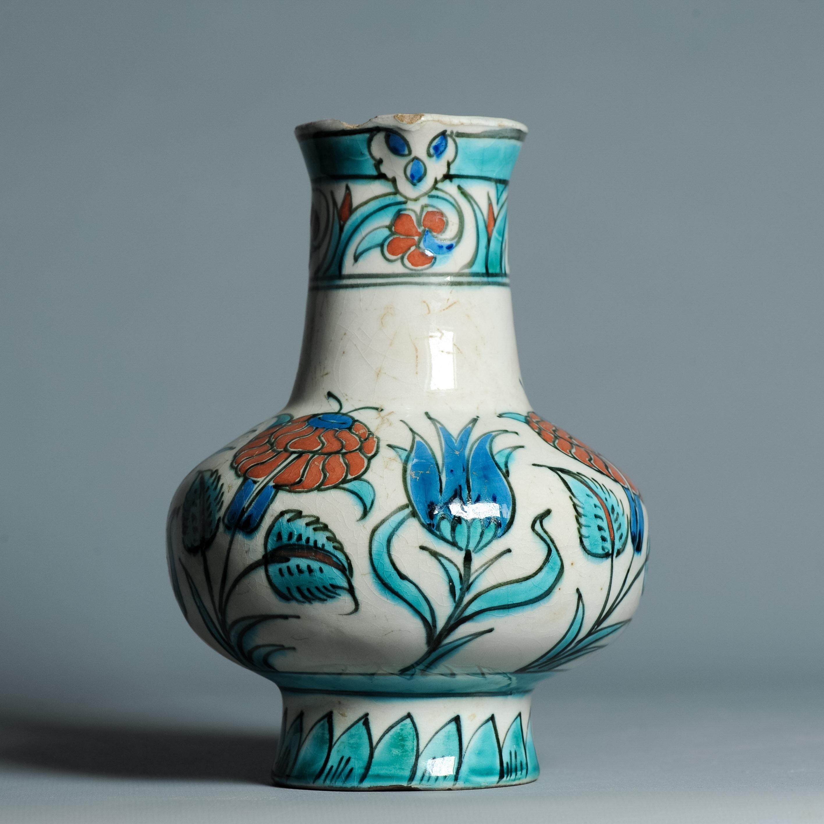 Ancienne cruche hollandaise en faïence de Delft de style Iznik, début du 20e siècle, vers 1910 en vente 7