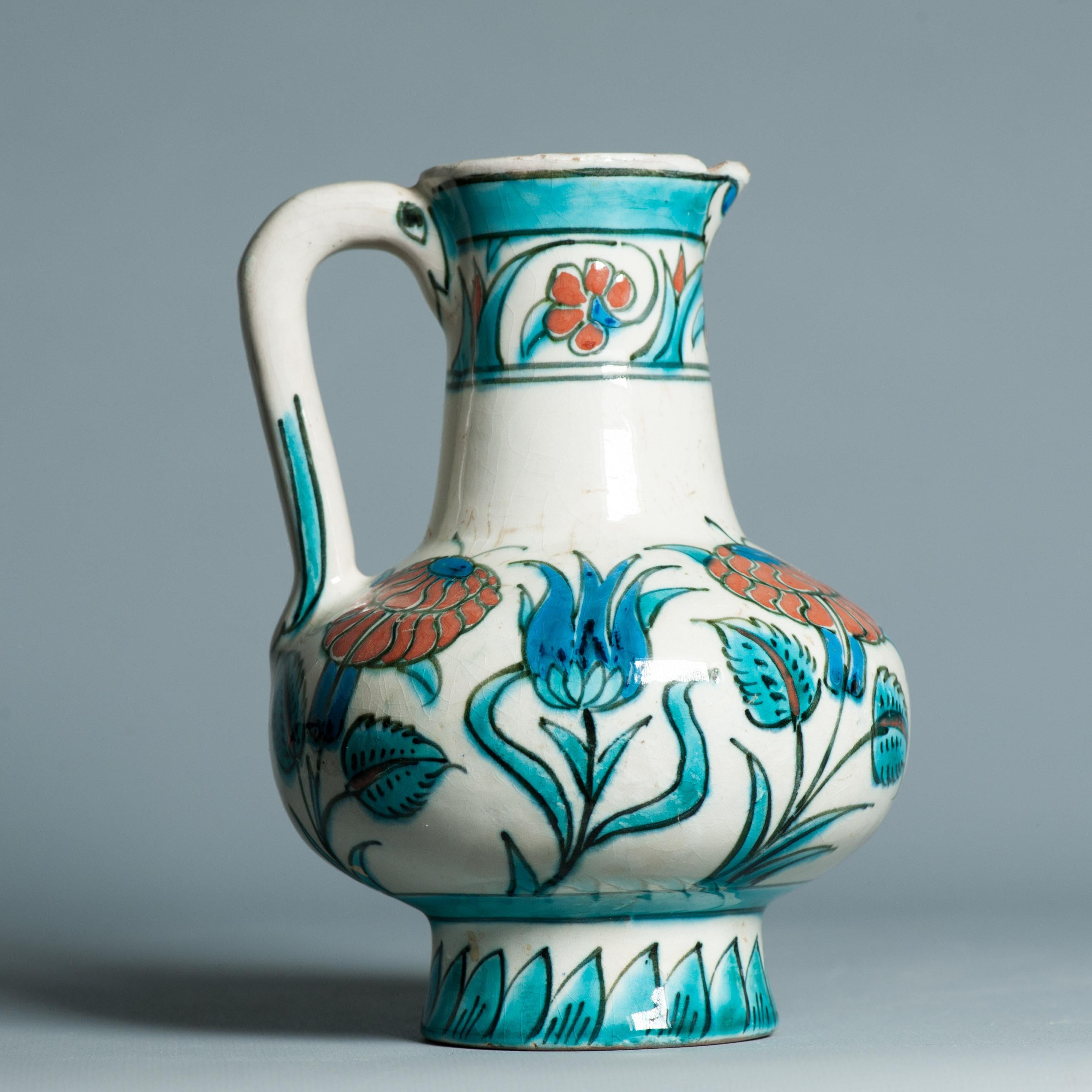 Ancienne cruche hollandaise en faïence de Delft de style Iznik, début du 20e siècle, vers 1910 en vente 1