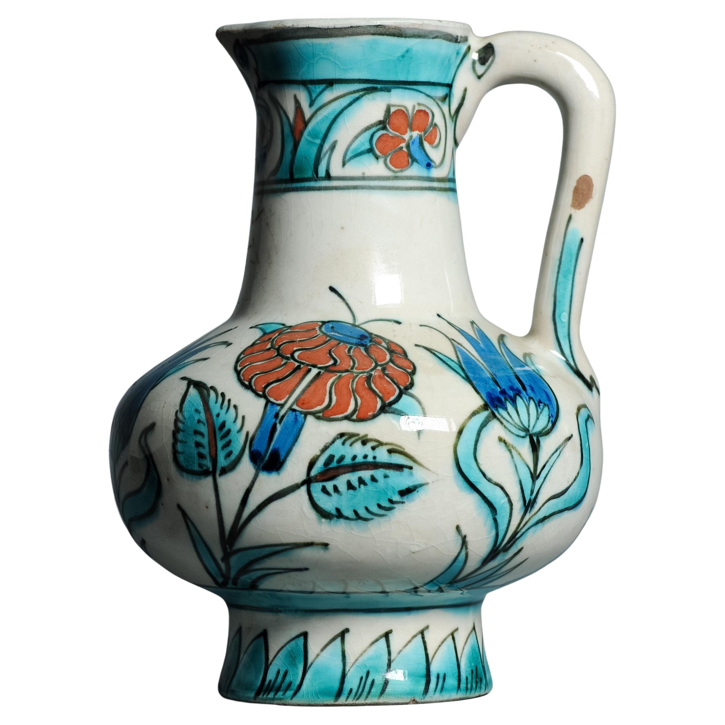 Antique early 20th century Dutch Delft Iznik Style Earthenware Jug ca 1910