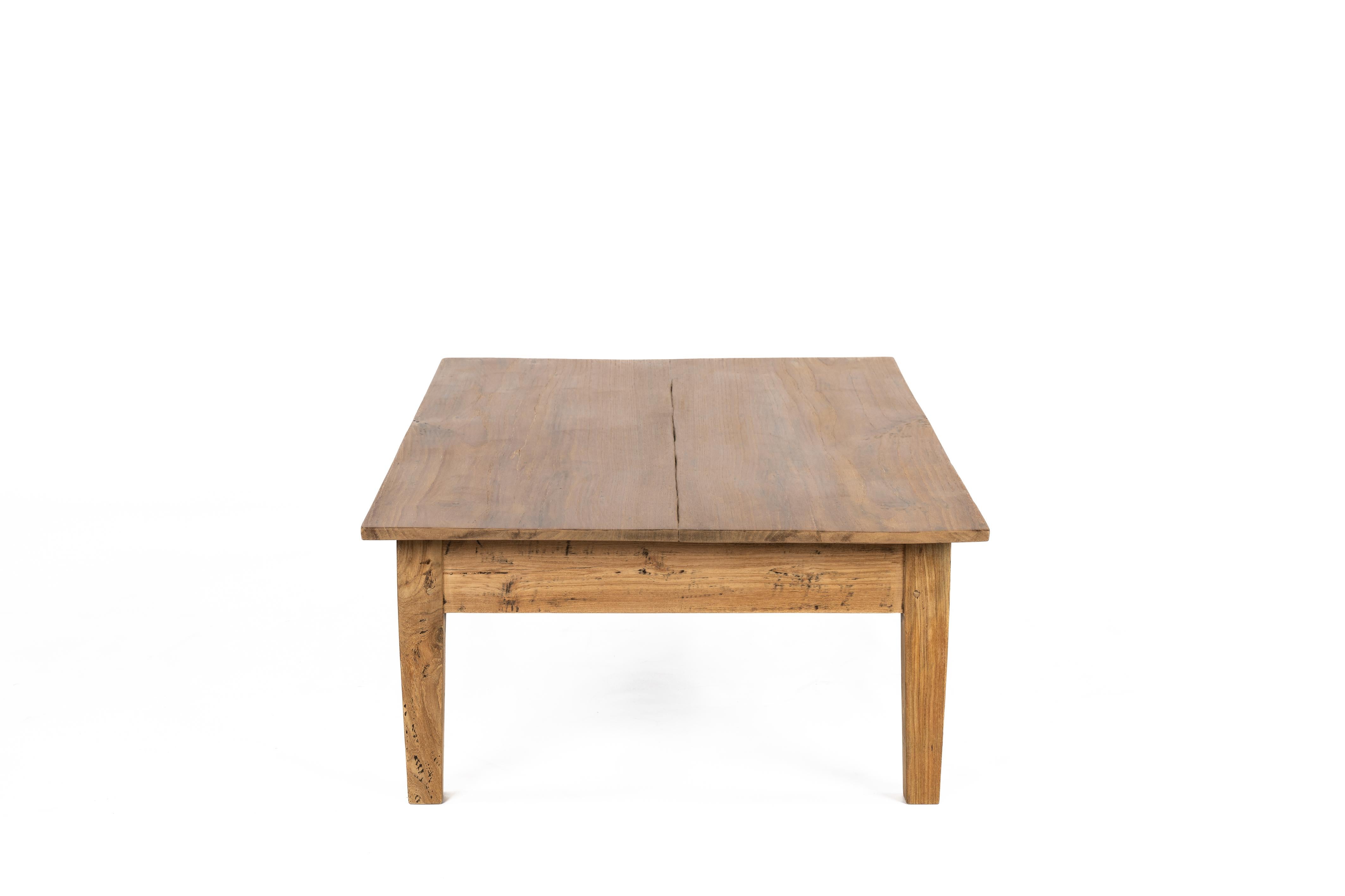 20th Century Antique early 20th century Dutch teak coffee table in natural color  For Sale