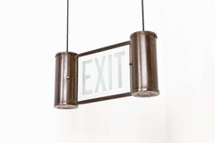 Antique Early 20th Century Edwardian Brass 'Exit' Illuminated Sign. C.1900