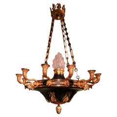 Antigua araña de bronce y ormolu de estilo Imperio de principios del siglo XX
