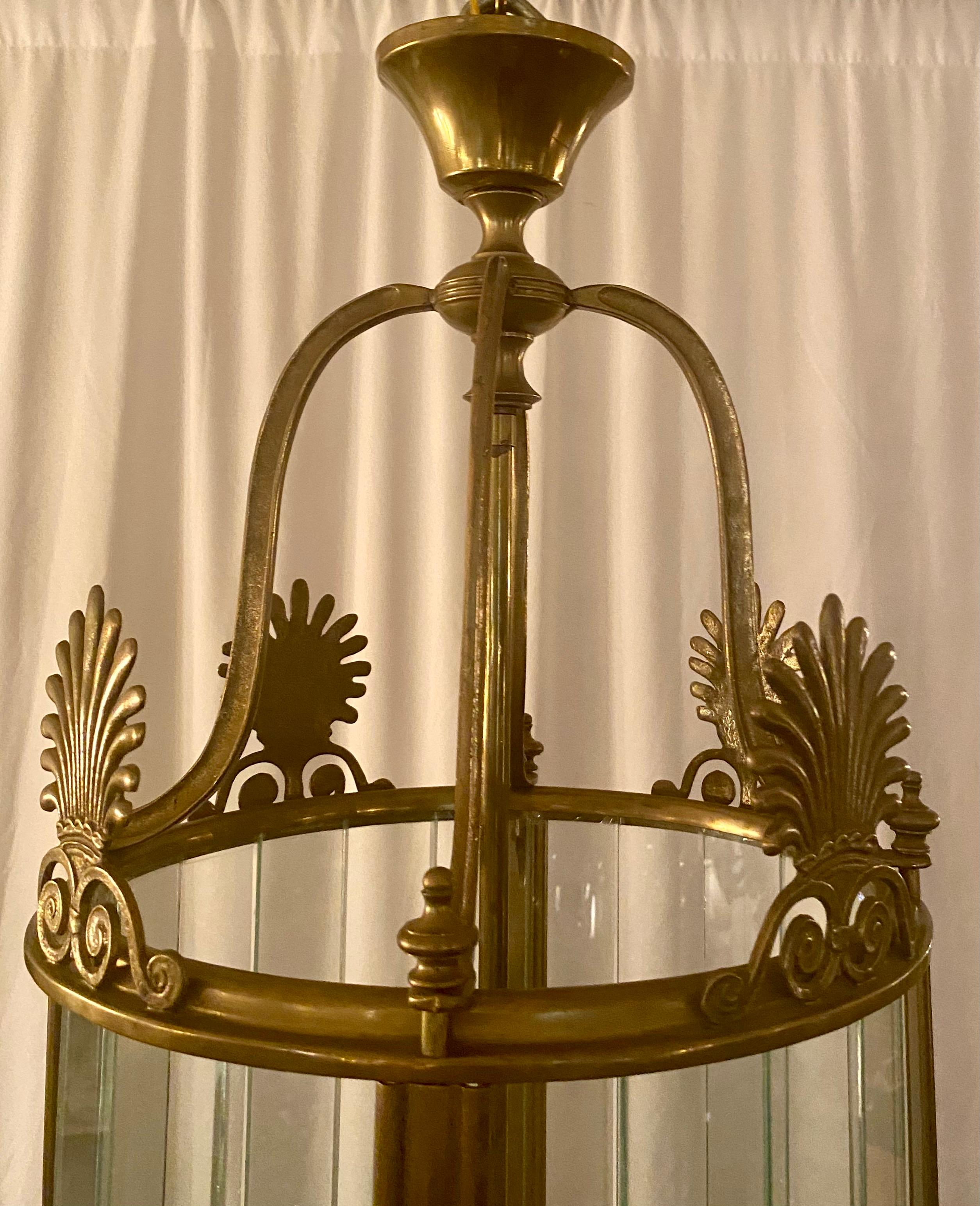Antique Early 20th Century English Gold Bronze Lantern, circa 1930s 1