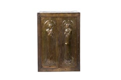 Antique Early 20th-Century Fireproof  Religious Safe with Art Nouveau Front