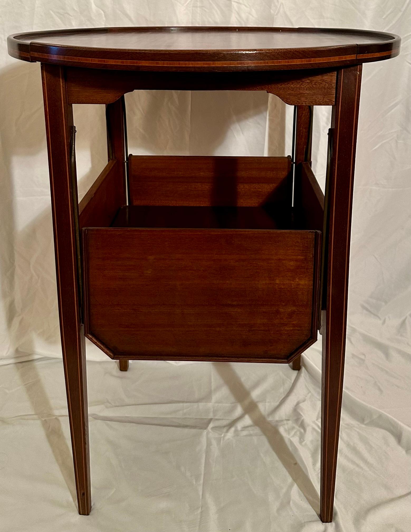 Antique Early 20th Century French Mahogany Tea Table with Serving Tray. For Sale 2