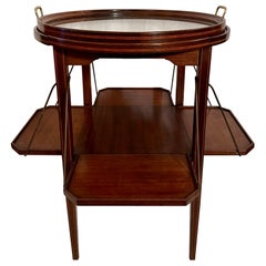 Antique Early 20th Century French Mahogany Tea Table with Serving Tray.