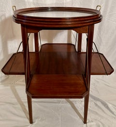 Antique Early 20th Century French Mahogany Tea Table with Serving Tray.
