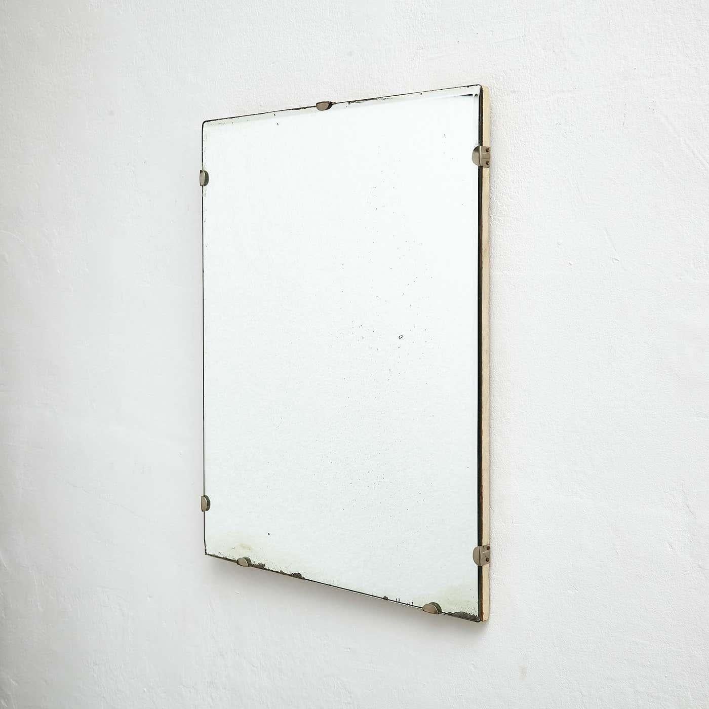 Français Ancien miroir mural français du début du 20e siècle, vers 1940