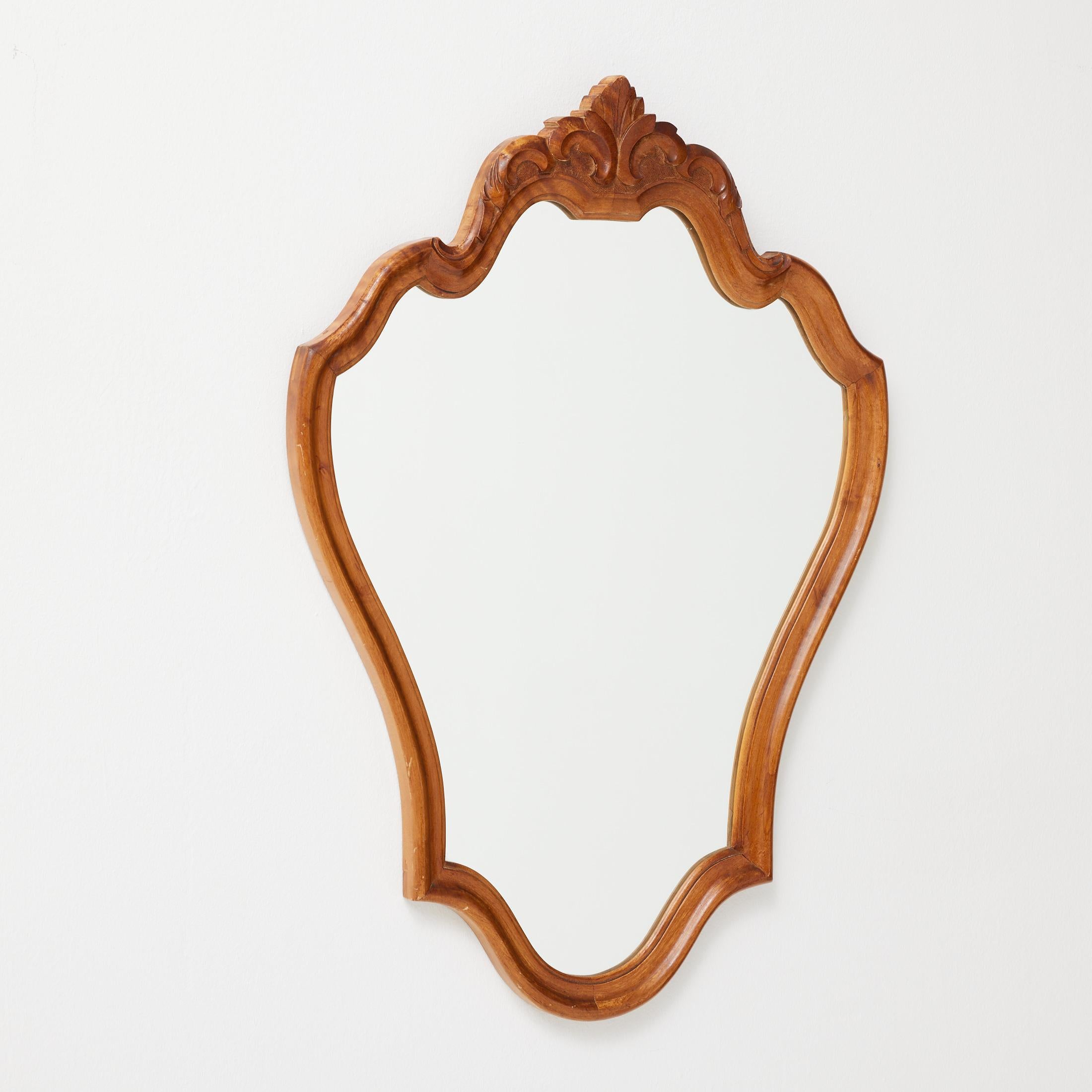 Art Nouveau Antique Early 20th Century French Wood Mirror, circa 1940 in vendita