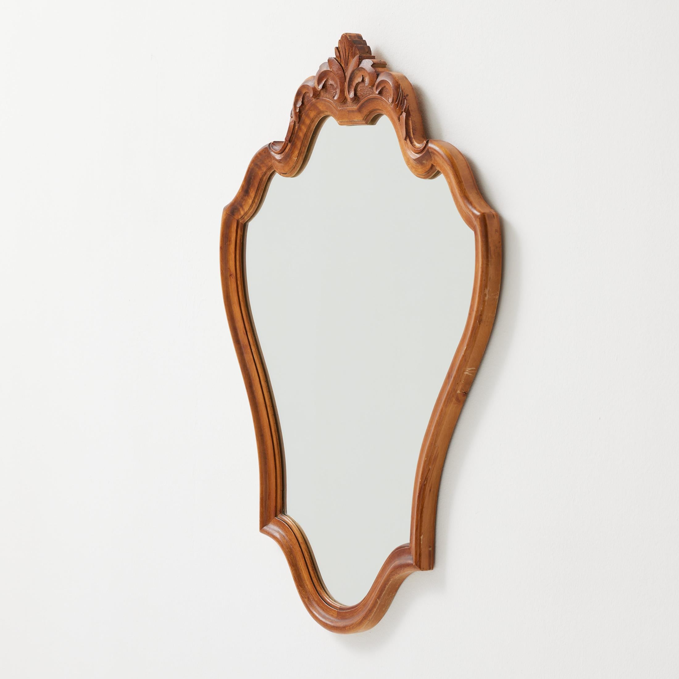 Antique Early 20th Century French Wood Mirror, circa 1940 in vendita 1